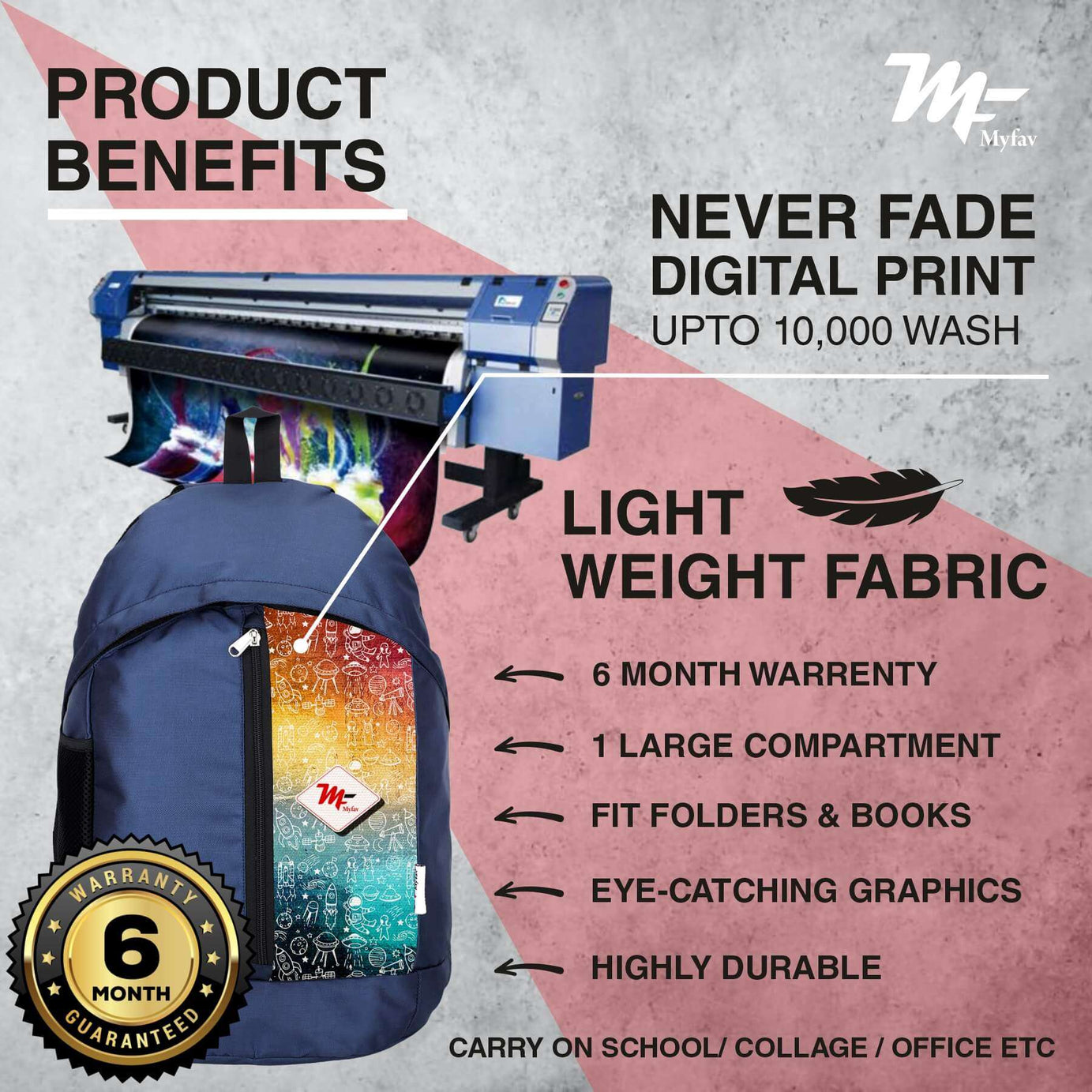 My Fav 21 L Navy Blue Laptop Backpack for Men Women / College Bag for Boys Girls / Office Bag