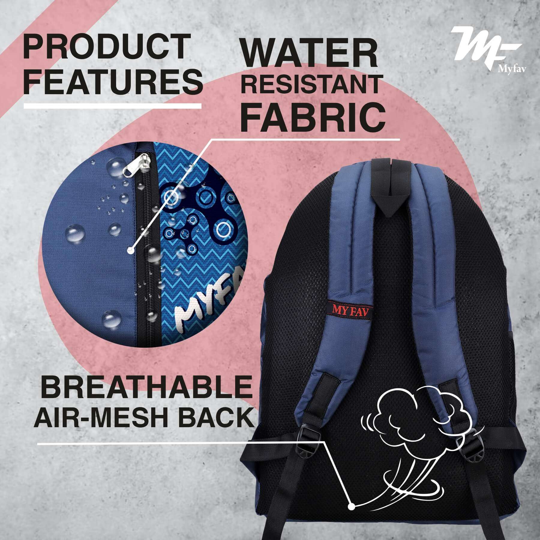 My Fav 21 L Navy Blue Laptop Backpack for Men Women / College Bag for Boys Girls / Office Bag