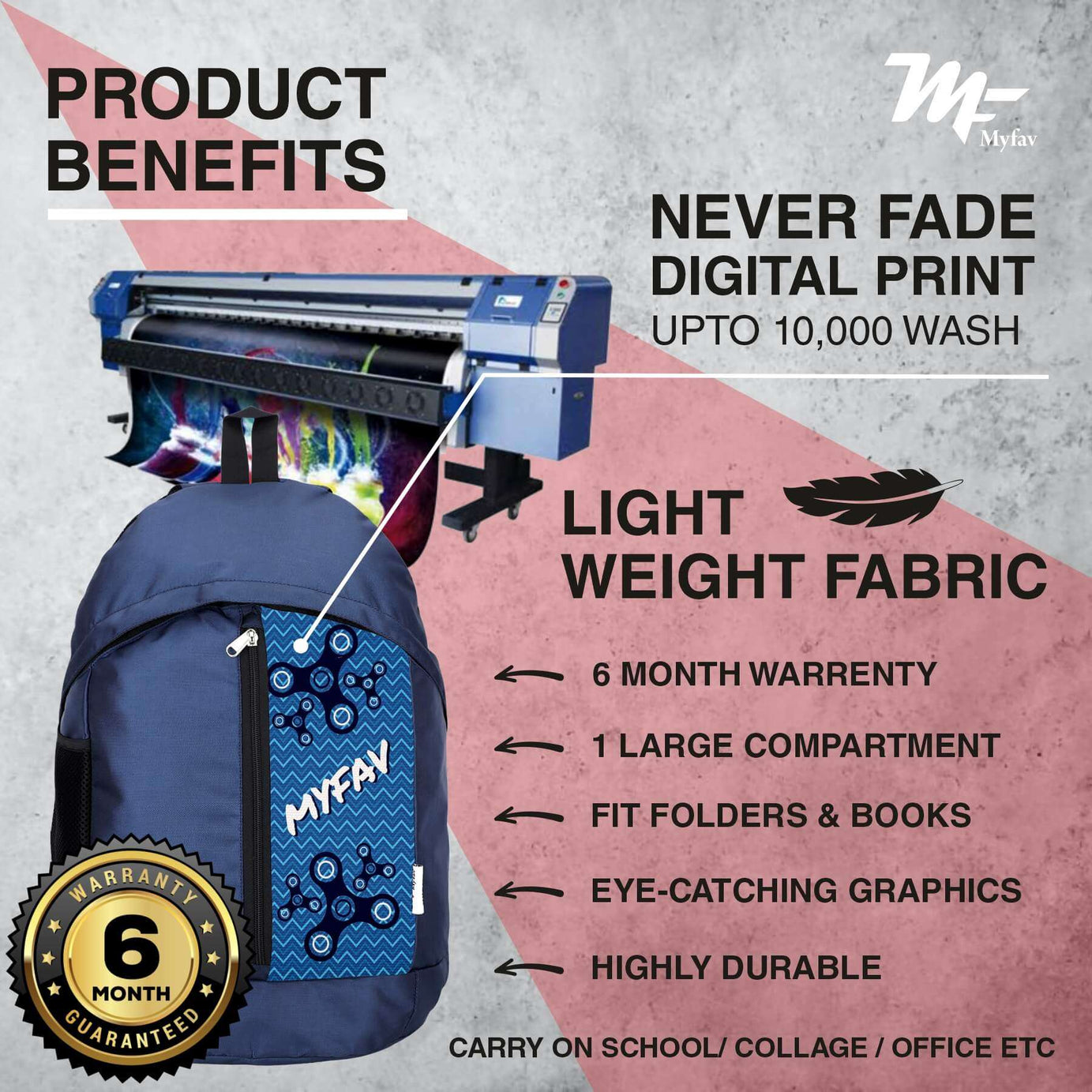 My Fav 21 L Navy Blue Laptop Backpack for Men Women / College Bag for Boys Girls / Office Bag