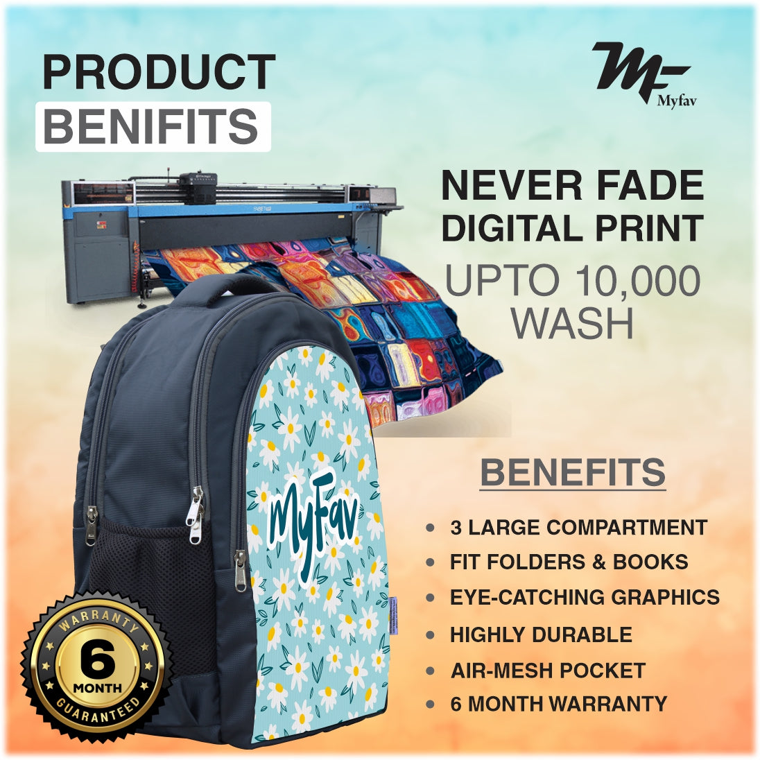 MY FAV Polyester Printed Cartoon Best Stylish Waterproof Lightweight Casual/Picnic/Tuition/School Bag/Backpack for Children Boys And Girls - 6 Month Warranty