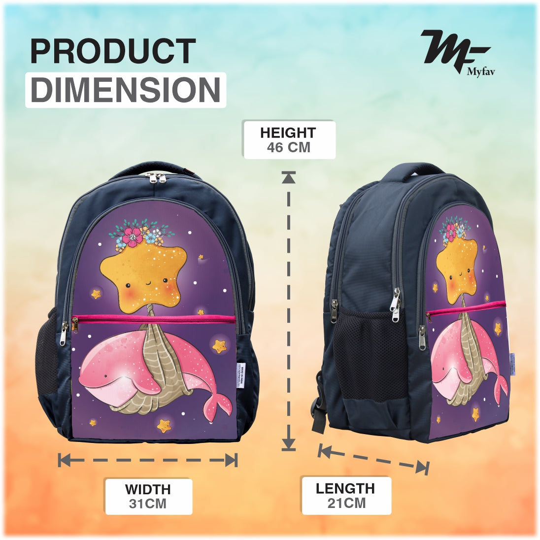 MY FAV Stylish Lightweight Spacious Waterproof Casual/Picnic/Tuition/School Bag/Backpack for Children Boys And Girls - 6 Month Warranty