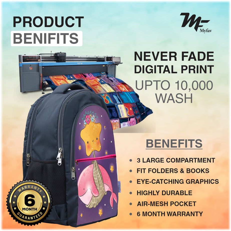 MY FAV Stylish Lightweight Spacious Waterproof Casual/Picnic/Tuition/School Bag/Backpack for Children Boys And Girls - 6 Month Warranty