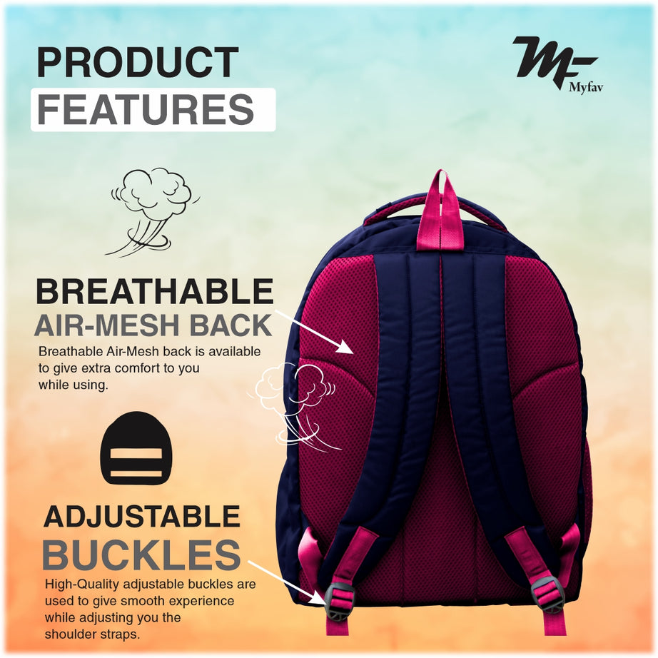 MY FAV Mermaids Printed (5 to 14-year-old) School Backpack for Kids, Bottle Holder & Front Zippered Pocket, Adjustable & Padded Shoulder Straps 6 Month Warranty