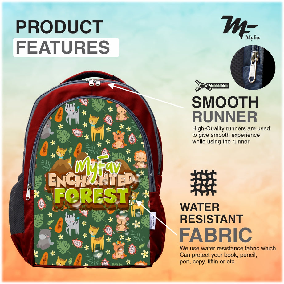 MY FAV Polyester Waterproof & Lightweight Cartoon Printed School Backpack - Stylish and Trendy Casual Backpack For Giirls/Boys - 6 Month Warranty
