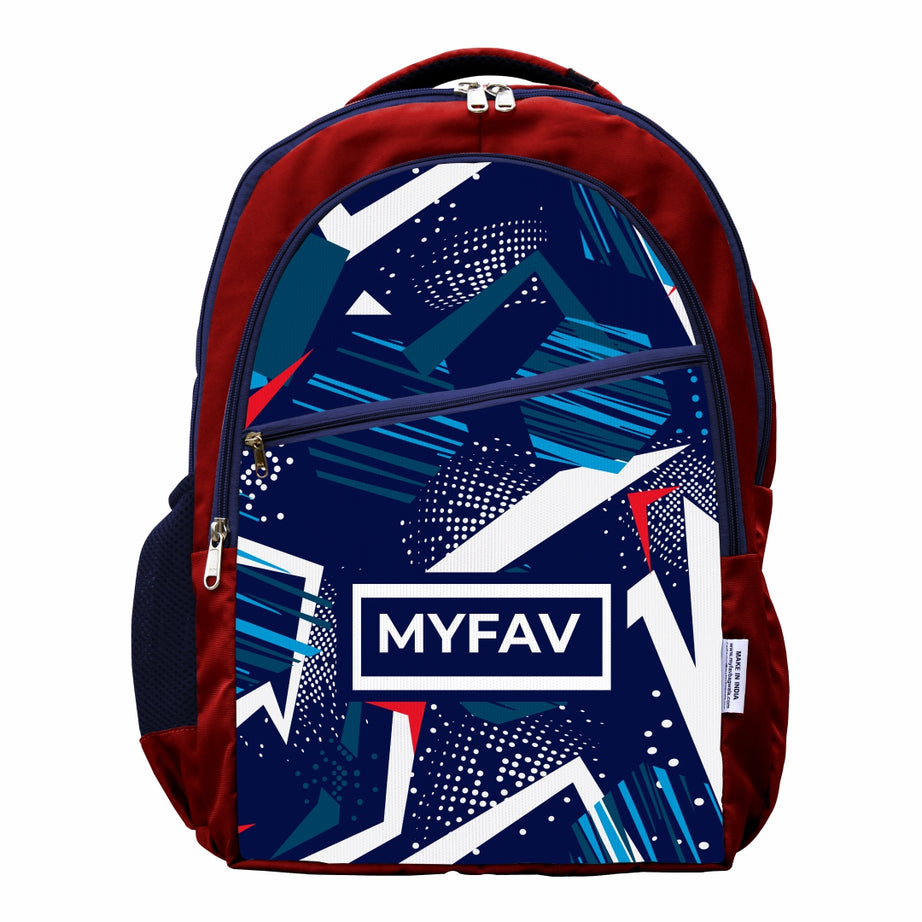 MY FAV Polyester (5 to 14-year-old) School Backpack for Kids | Bottle Holder & Front Zippered Pocket, Adjustable & Padded Shoulder Straps | Waterproof Bag for Boys & Girls - 6 Month Warranty (Red)