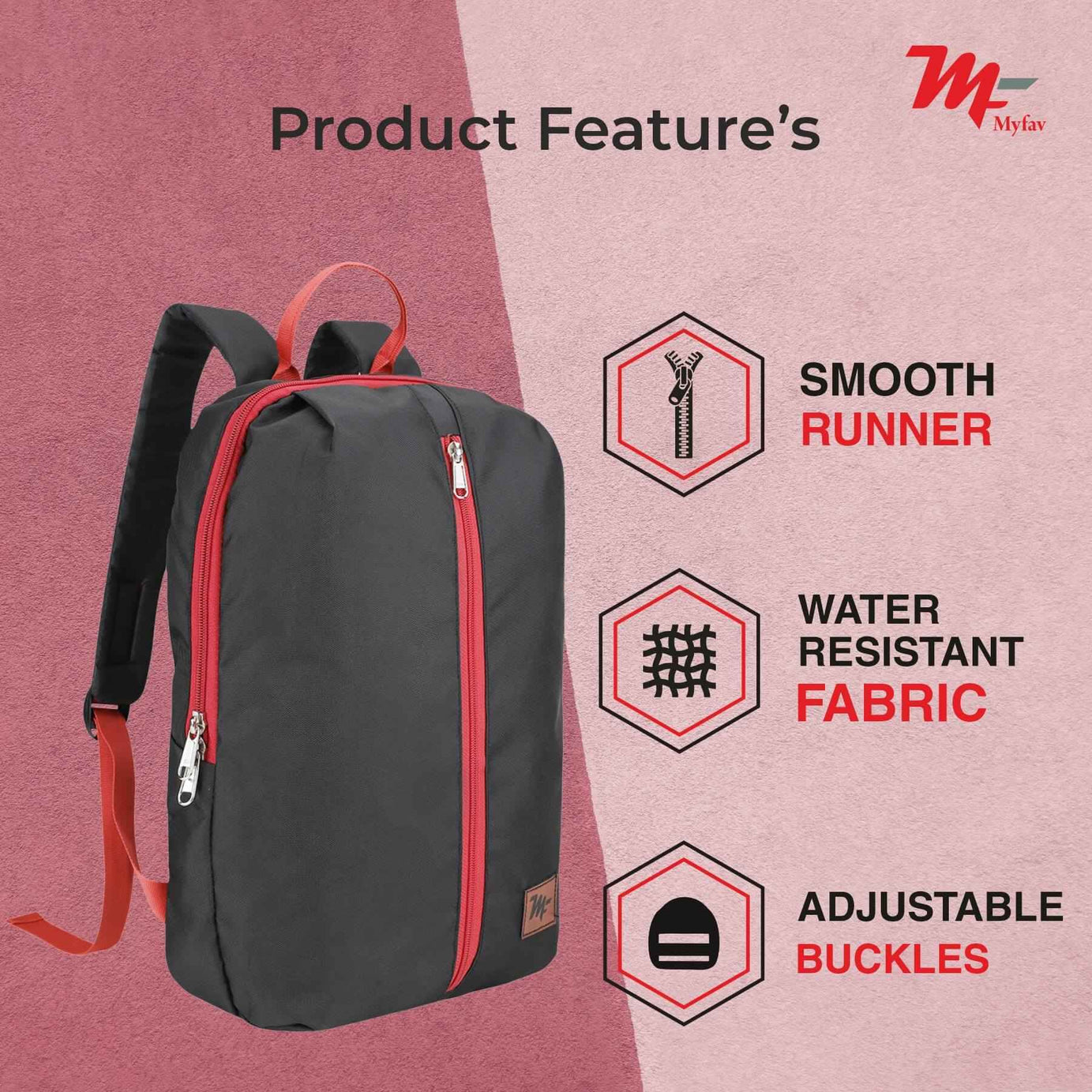 MY FAV Water Resistant Polyester Backpack for Men/ Women Travel, Business, College with Smooth Runner Zipper and Lightweight Casual Bag (11.5 Liter)