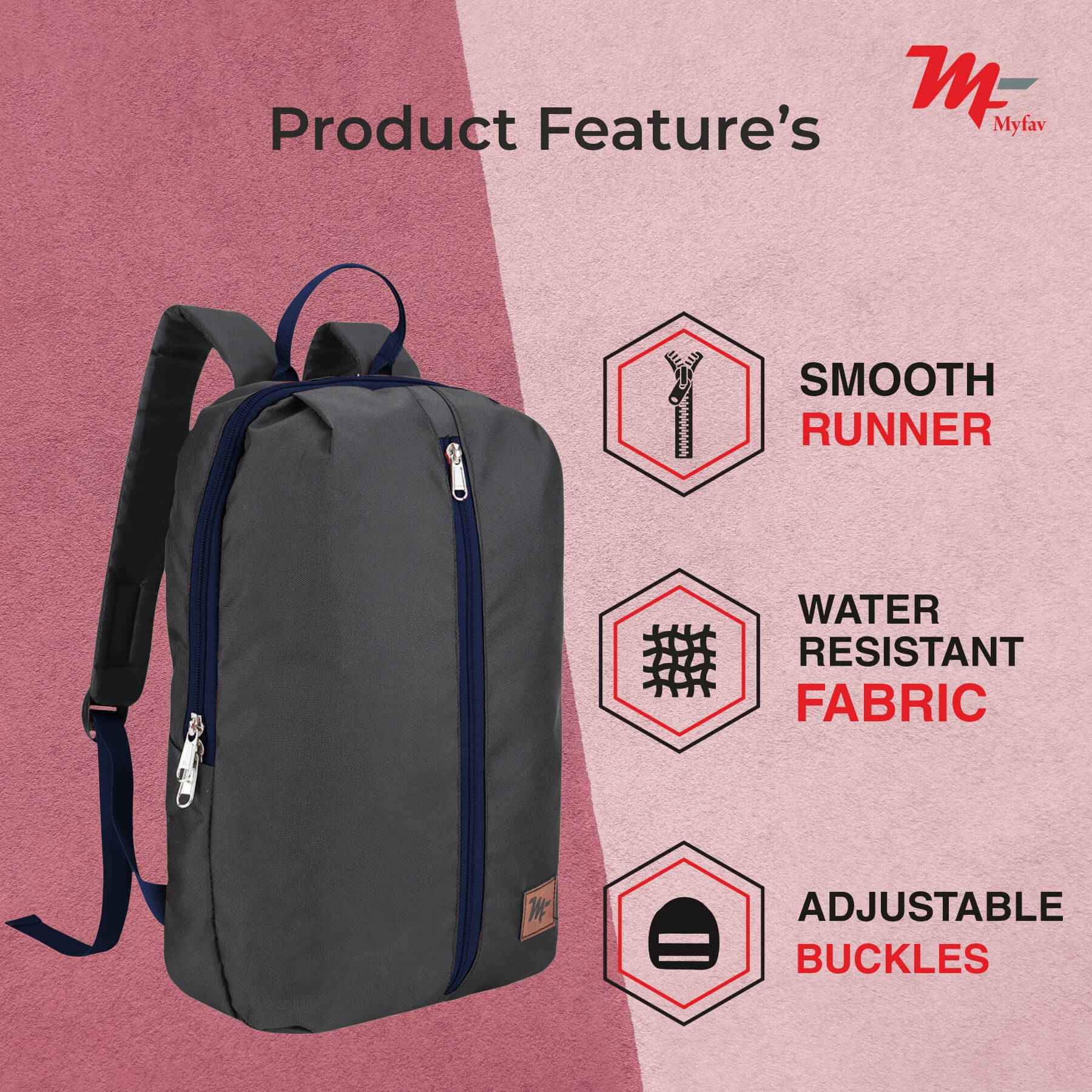MY FAV Water Resistant Polyester Backpack for Men/ Women Travel, Business, College with Smooth Runner Zipper and Lightweight Casual Bag (11.5 Liter)