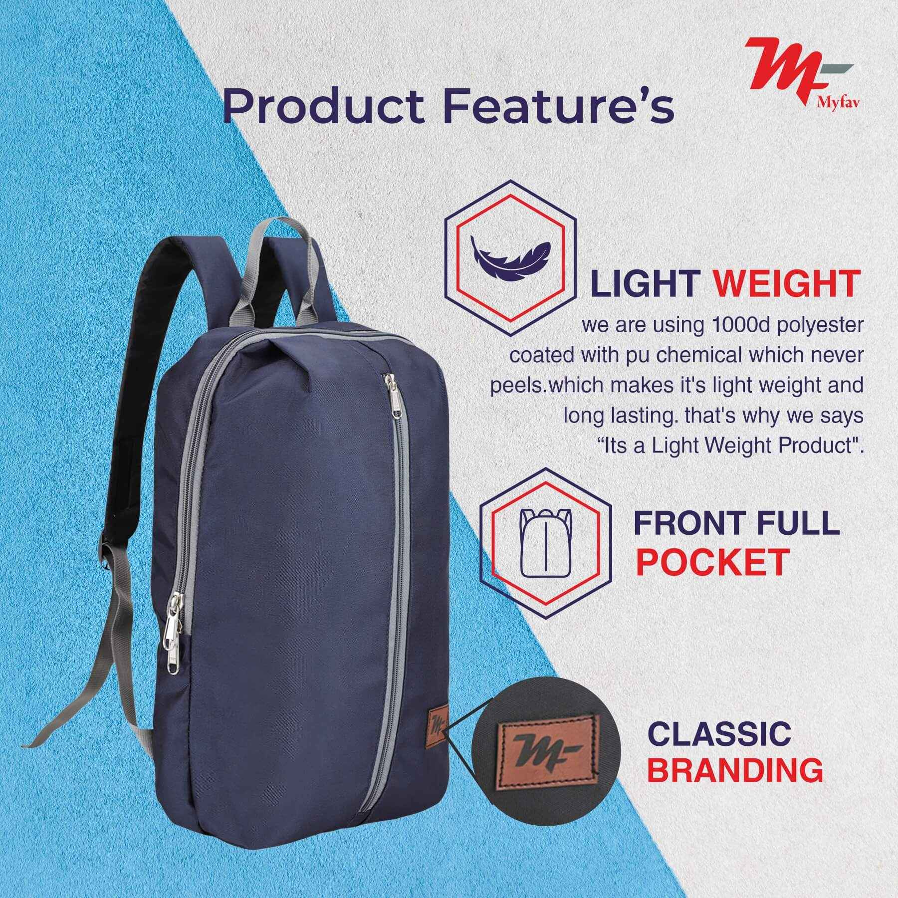 MY FAV Water Resistant Polyester Backpack for Men/ Women Travel, Business, College with Smooth Runner Zipper and Lightweight Casual Bag (11.5 Liter)