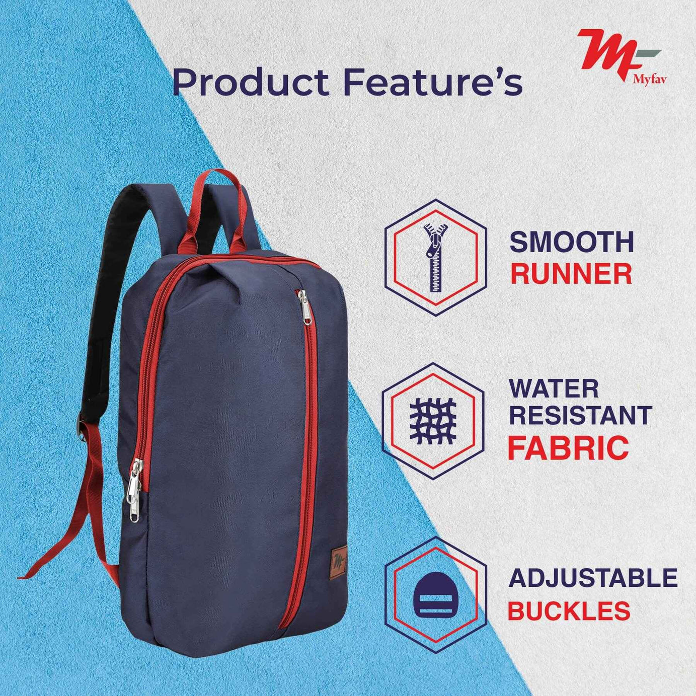 MY FAV Water Resistant Polyester Backpack for Men/ Women Travel, Business, College with Smooth Runner Zipper and Lightweight Casual Bag (11.5 Liter)