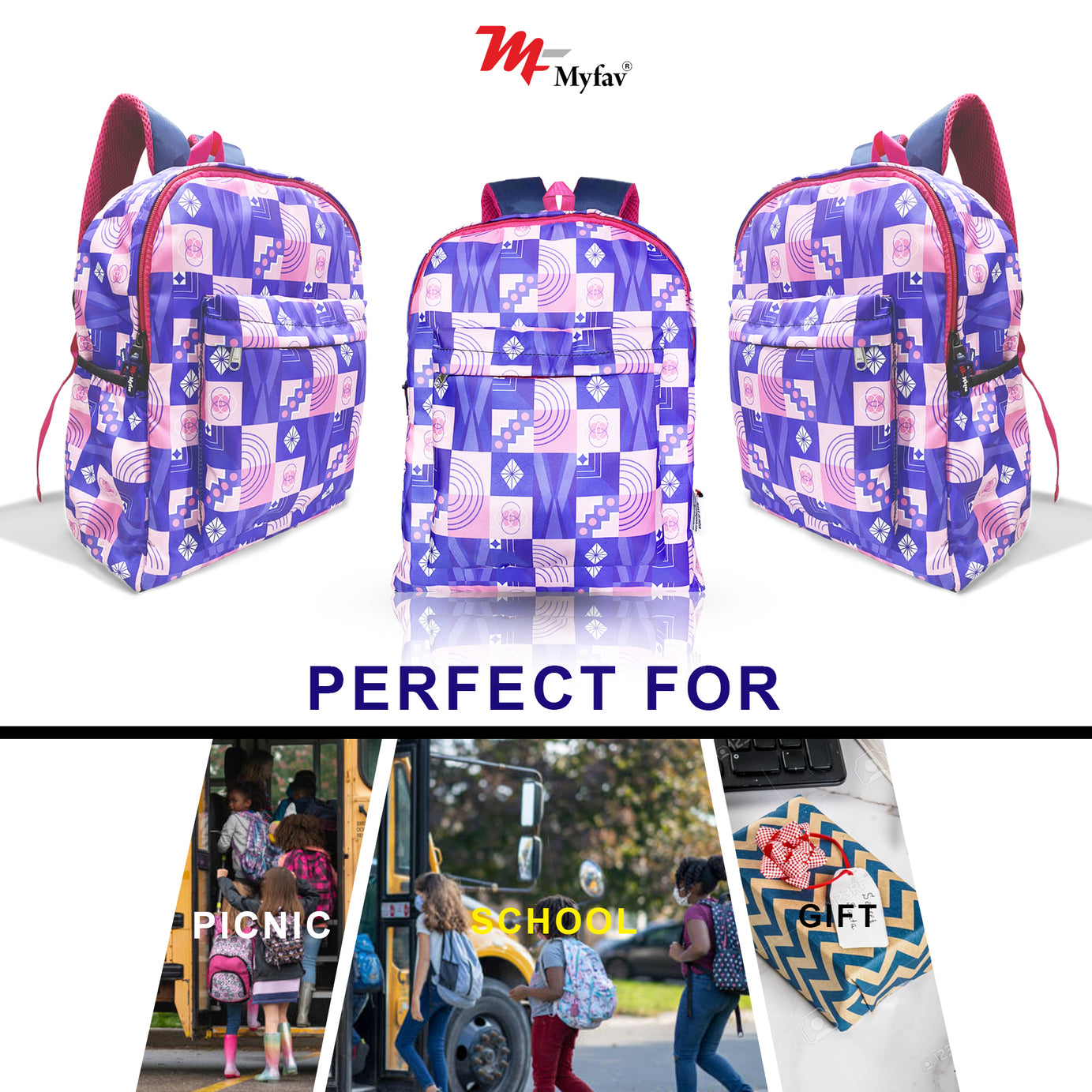 Printed Lightweight Waterproof Casual/Picnic/Tuition/School Bag/Backpack for Kids, Girls, Boys, Play School with Adjustable Straps & Multi Compartments-1