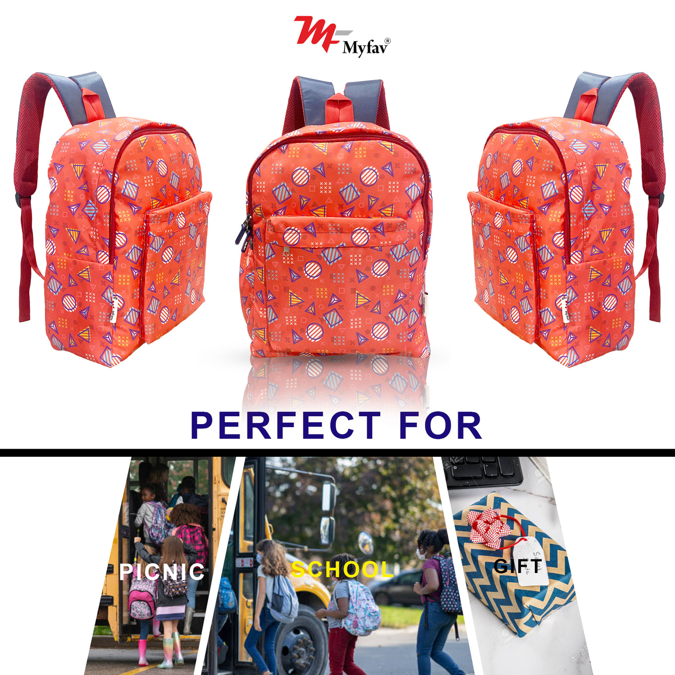 Printed Lightweight Waterproof Casual/Picnic/Tuition/School Bag/Backpack for Kids, Girls, Boys, Play School with Adjustable Straps & Multi Compartments-4