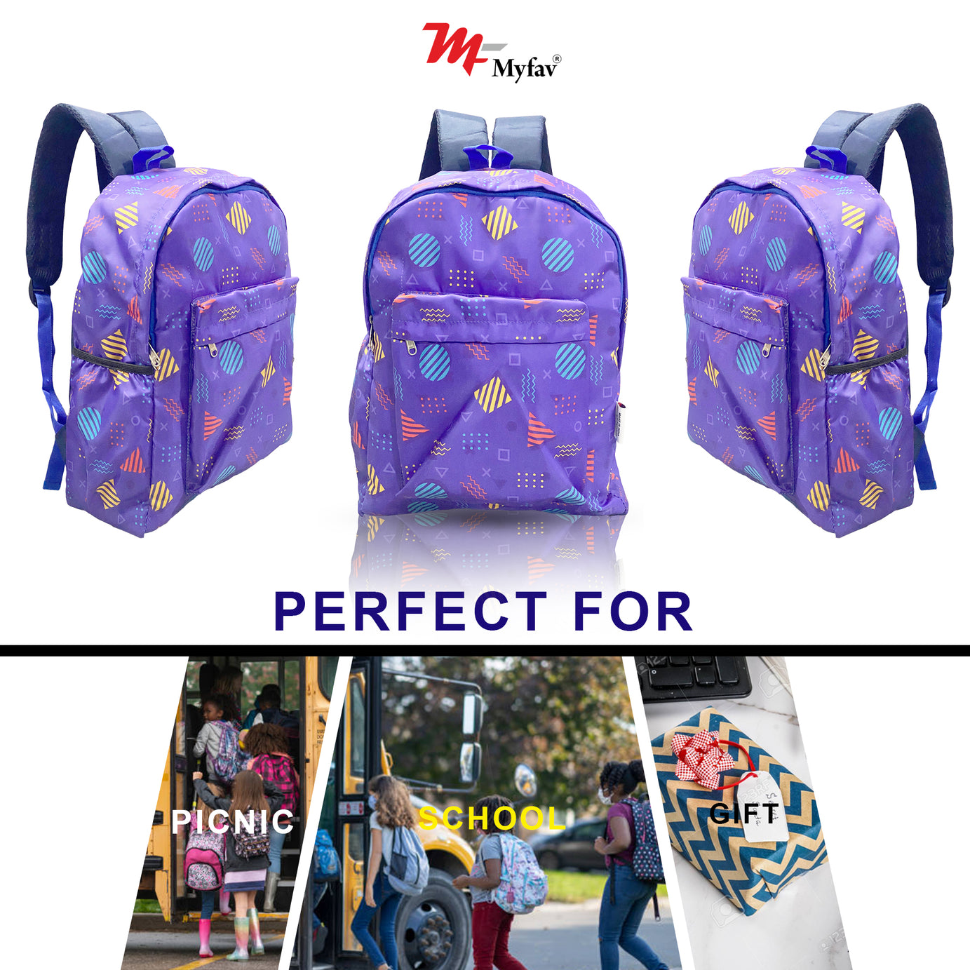 Printed Lightweight Waterproof Casual/Picnic/Tuition/School Bag/Backpack for Kids, Girls, Boys, Play School with Adjustable Straps & Multi Compartments-5
