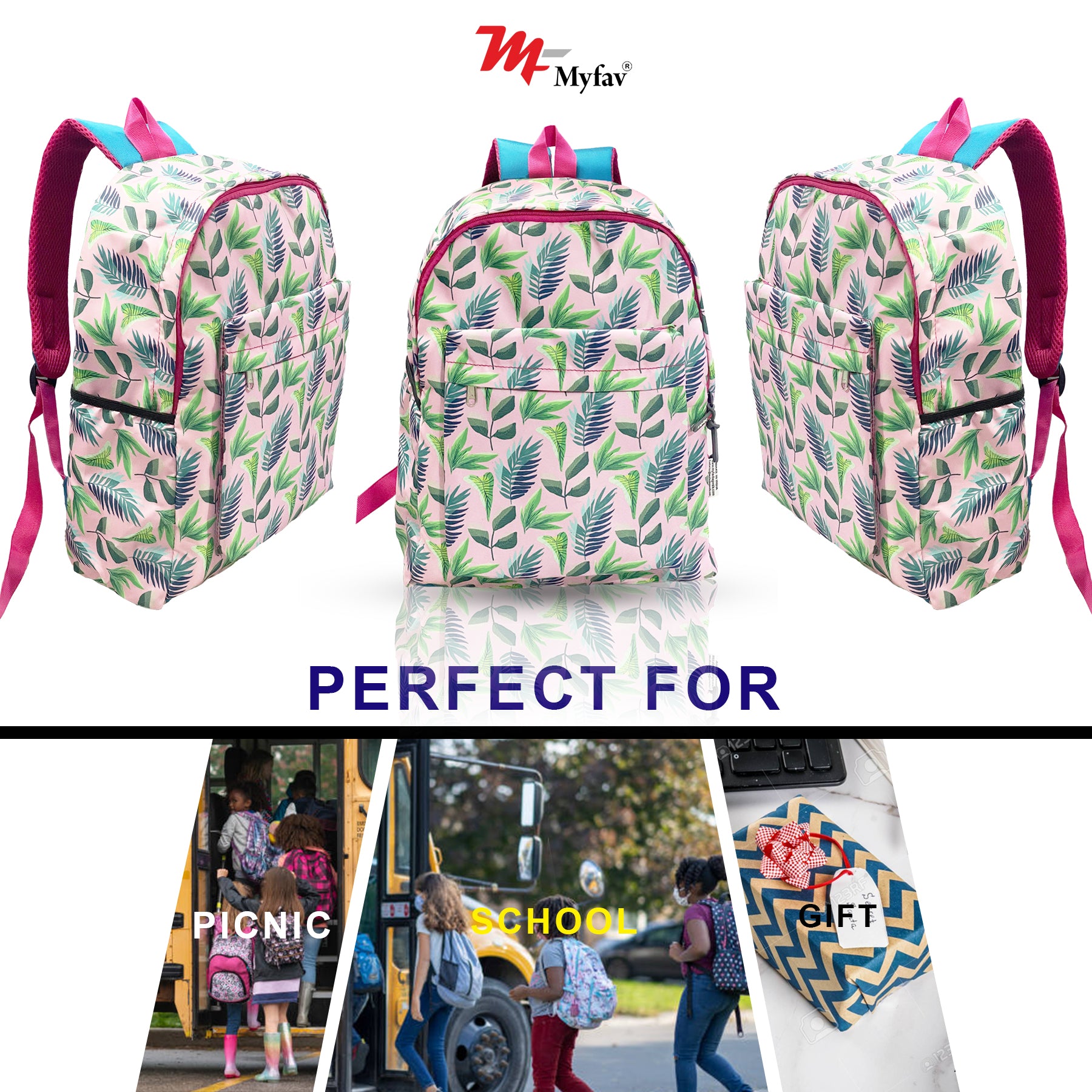 MY FAV Printed Lightweight Waterproof Casual/Picnic/Tuition/School Bag/Backpack for Kids, Girls, Boys, Play School with Adjustable Straps & Multi Compartments-7