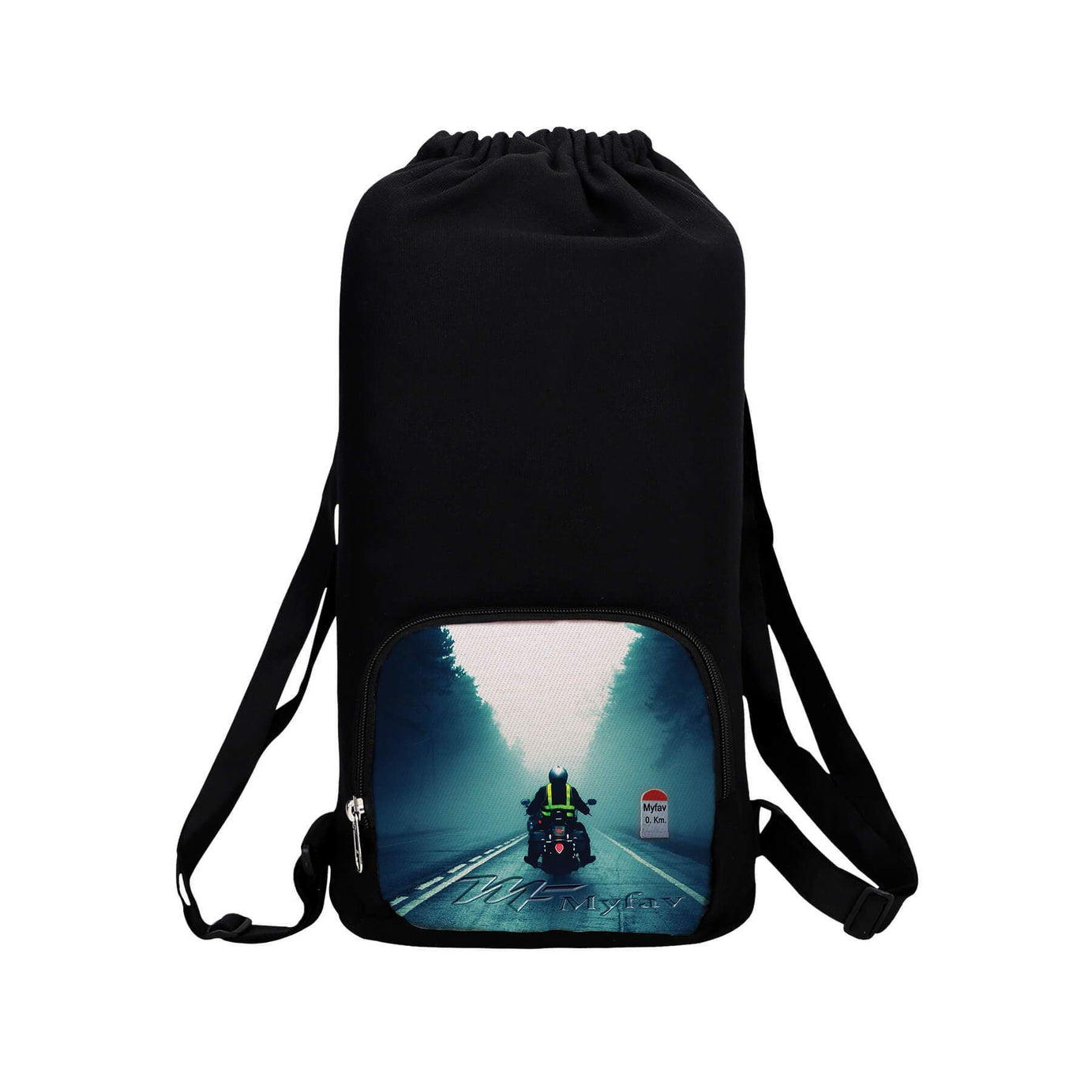 My Fav Rider Print Cotton Canvas Tution Backpack / Exam Bag For Boys / Girls