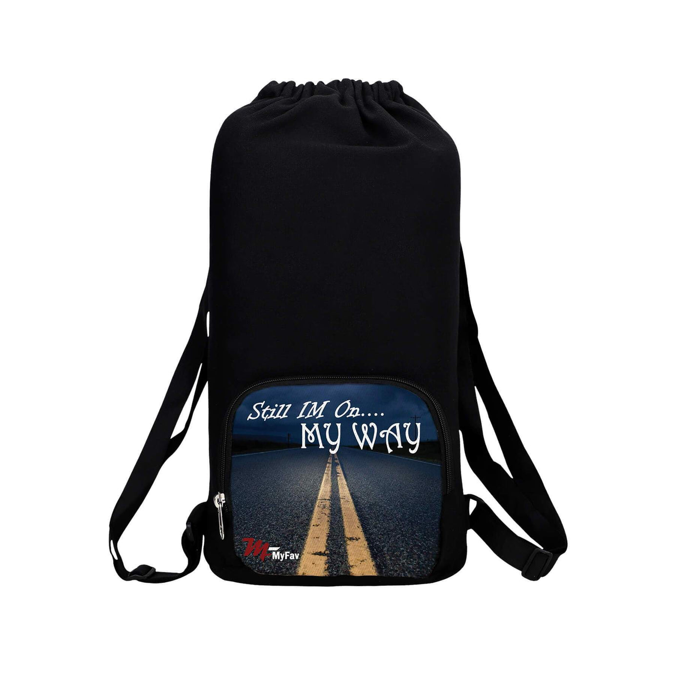 My Fav Open Road Print Cotton Canvas Tution Backpack / Exam Bag For Boys / Girls