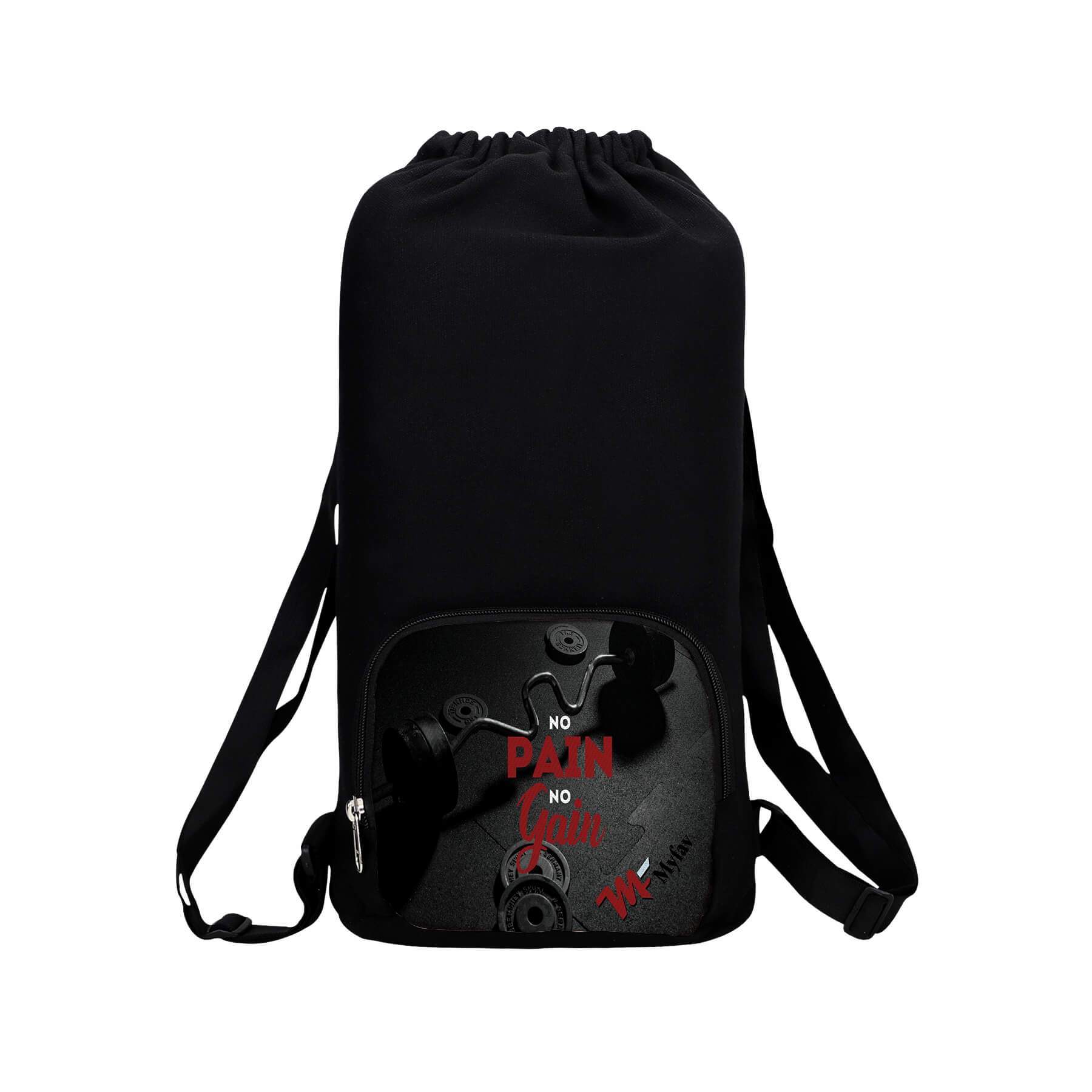 My Fav No Pain No Gain Print Cotton Canvas Tution Backpack / Exam Bag / Gym bag For Boys / Girls