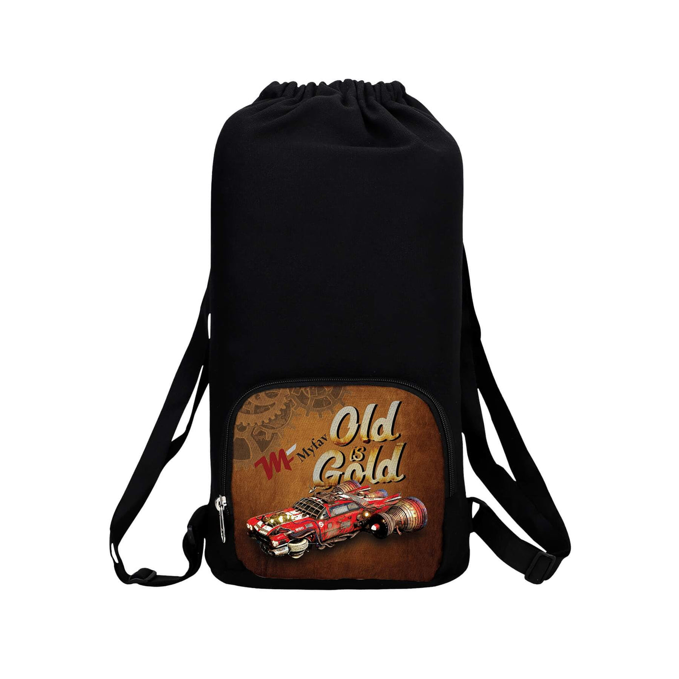 My Fav Old is Gold Print Cotton Canvas Tution Backpack / Exam Bag For Boys / Girls