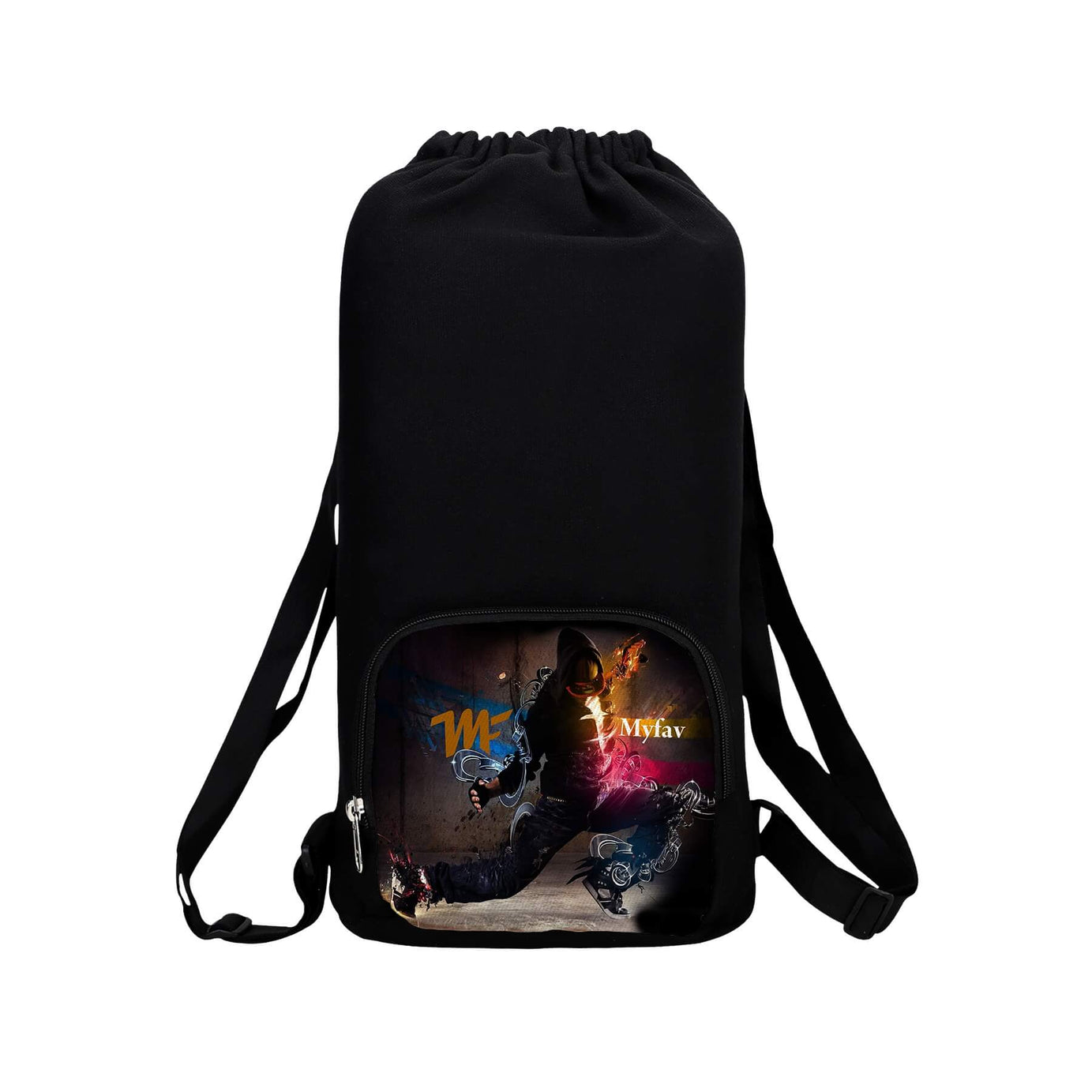 My Fav Black Printed Cotton Canvas Tution Backpack / Exam Bag For Boys / Girls