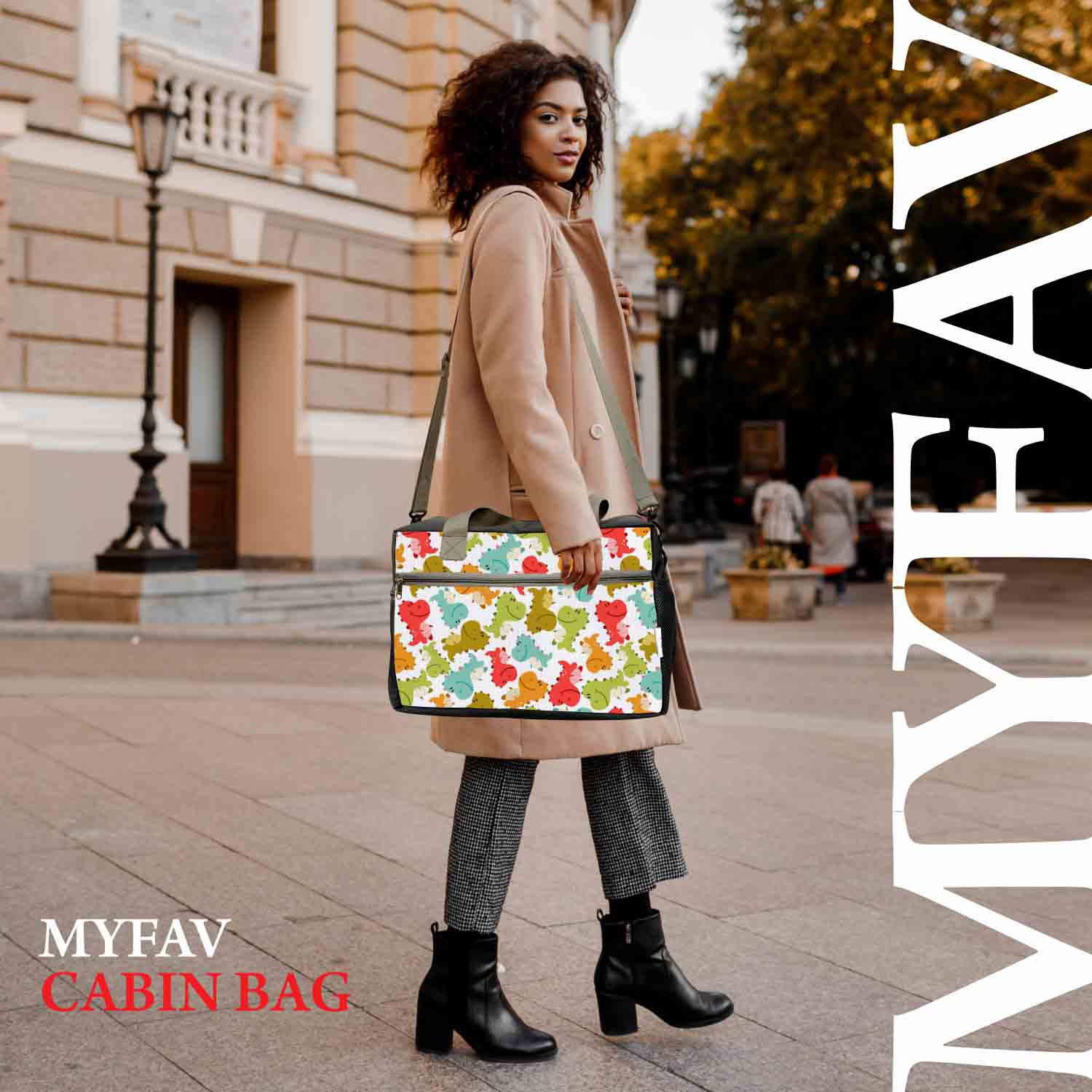 My Fav White Printed Cabin Size Duffle Travel bag for Men Women