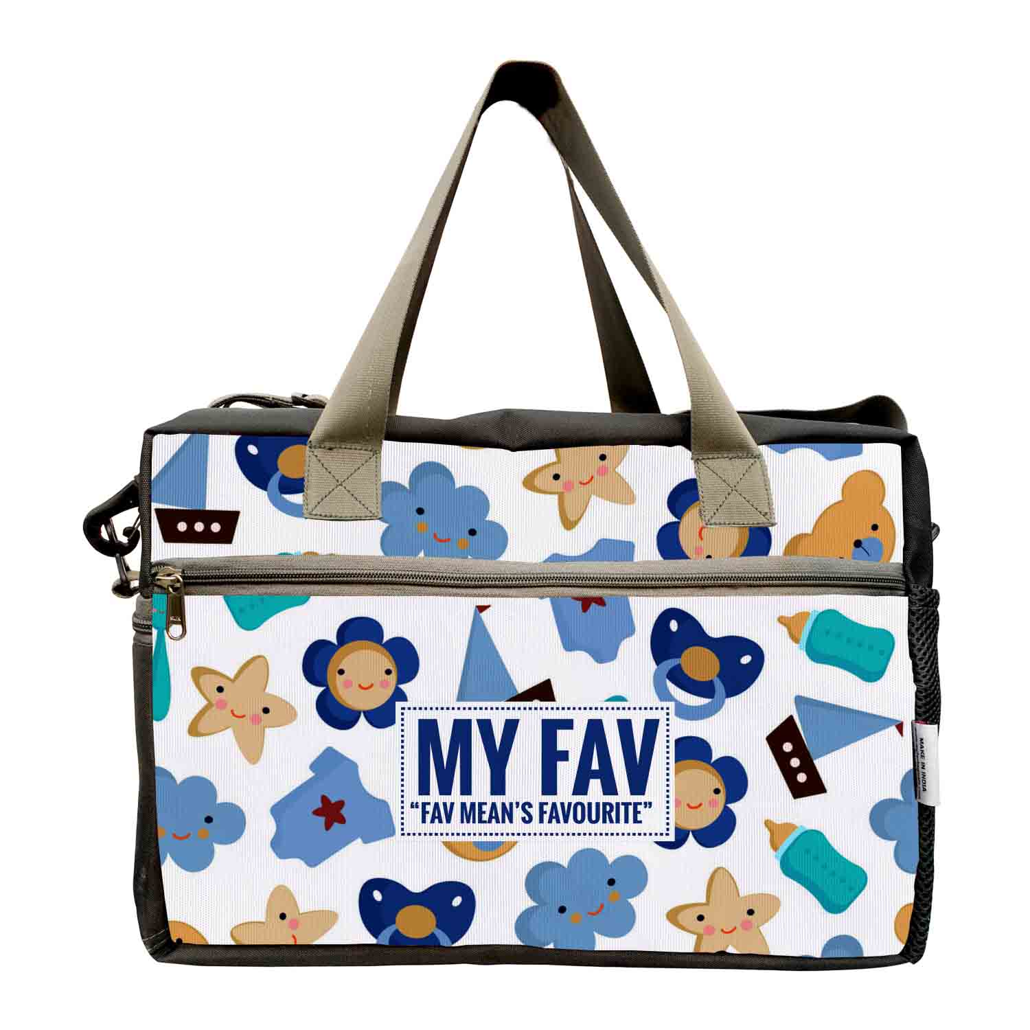 My Fav Blue White Printed Cabin Size Duffle Travel bag for Men Women