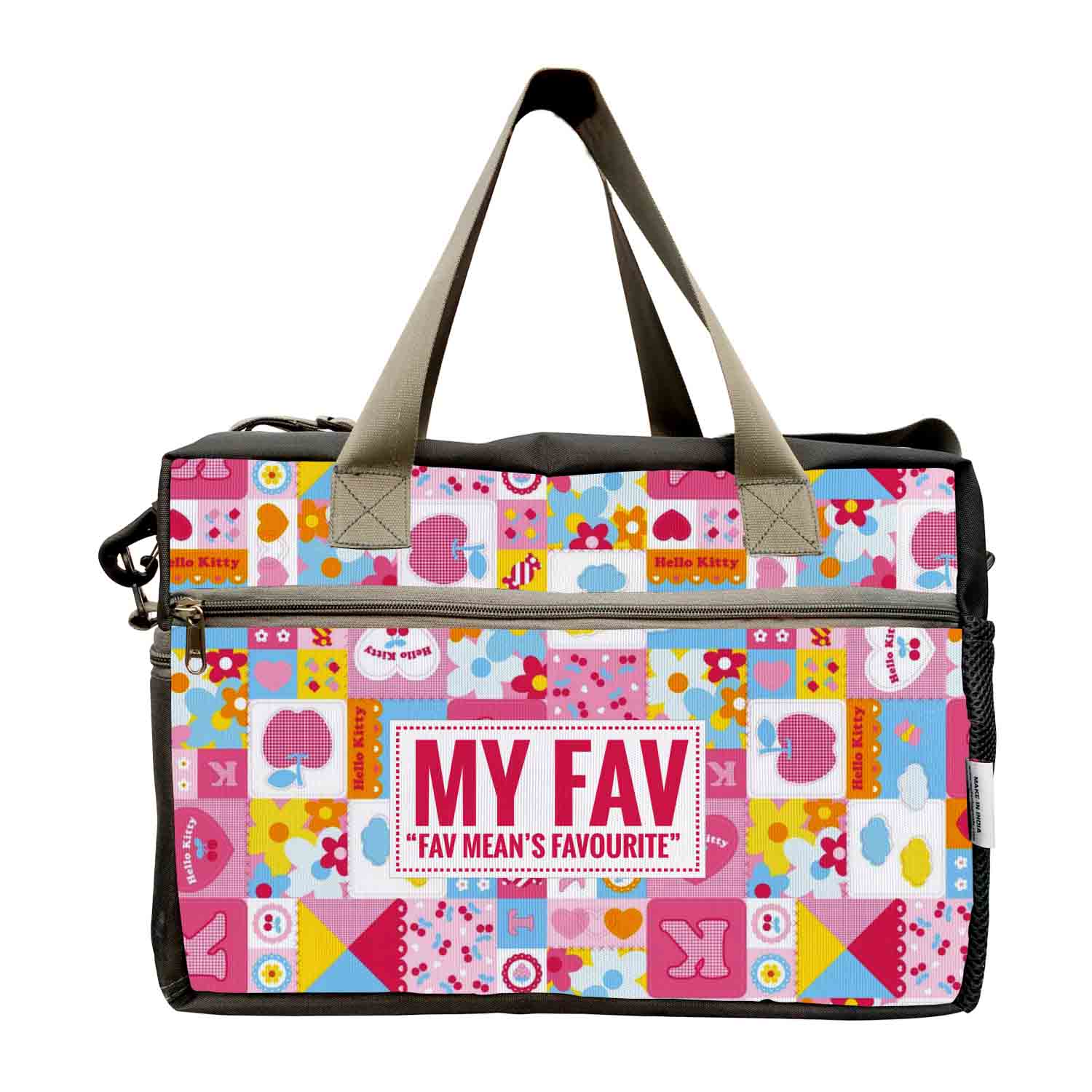 My Fav Pink Cartoon Print Cabin Size Duffle Travel bag for Men Women