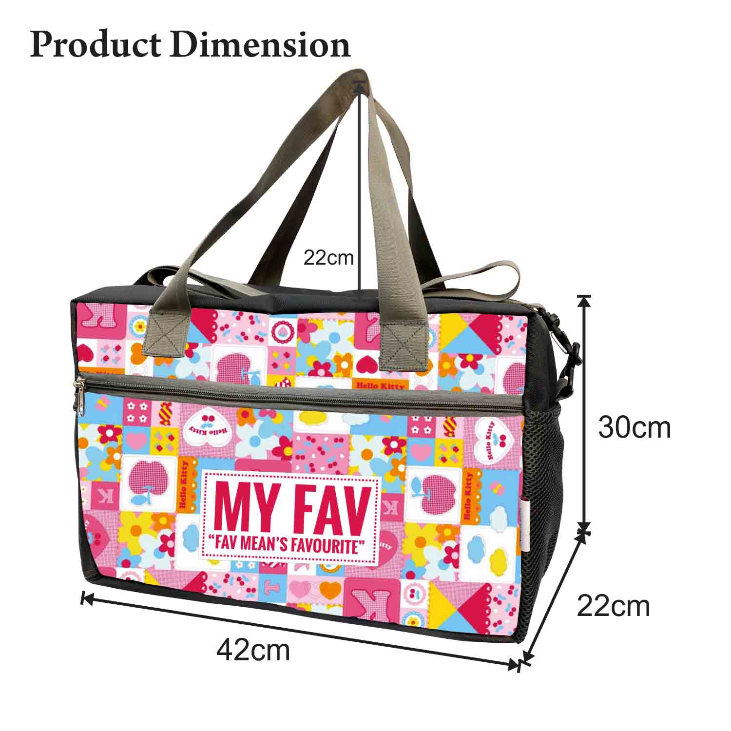 My Fav Pink Cartoon Print Cabin Size Duffle Travel bag for Men Women