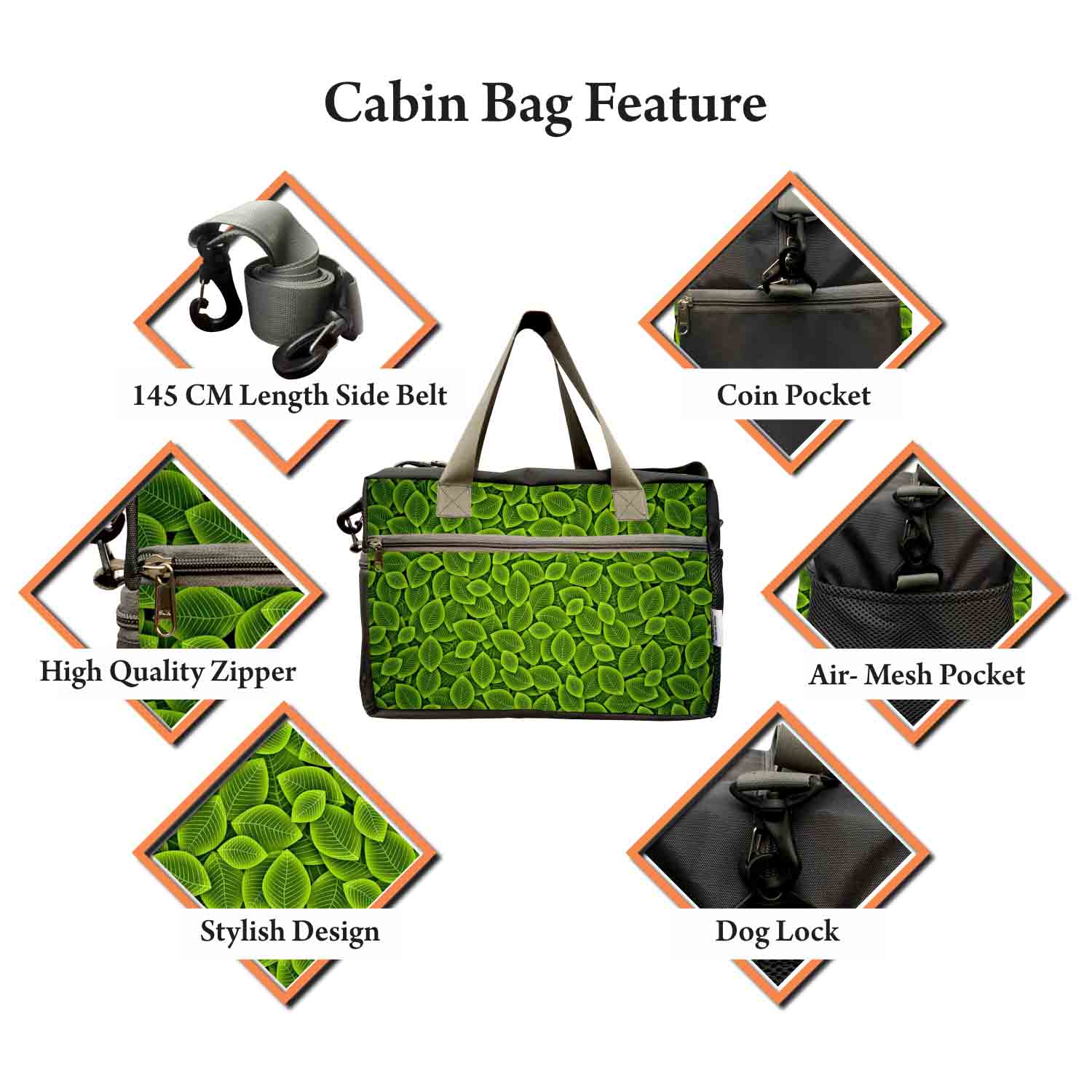 My Fav Leavs Print Cabin Size Duffle Travel bag for Men Women