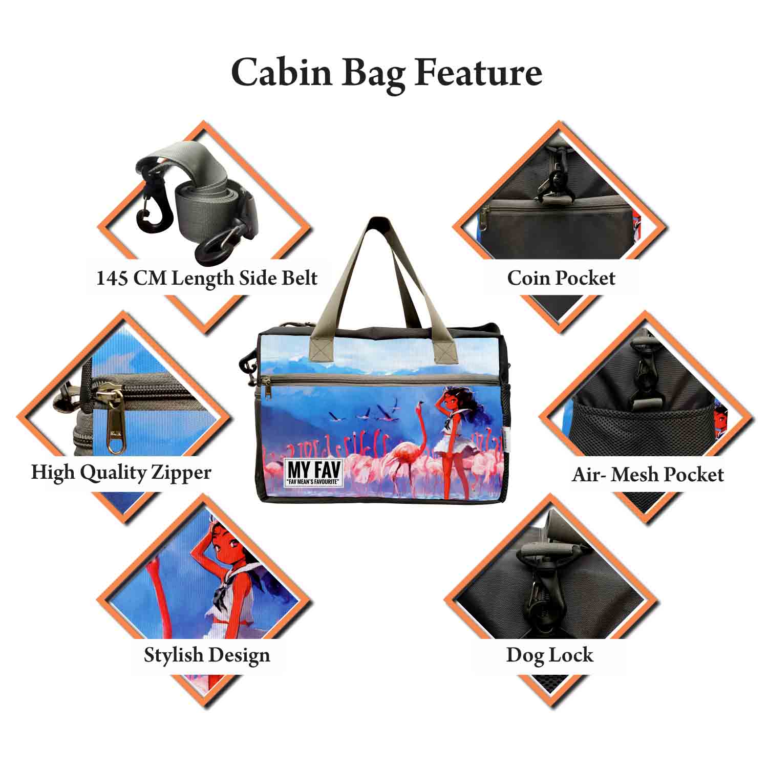 My Fav Duck Sky Print Cabin Size Duffle Travel bag for Men Women