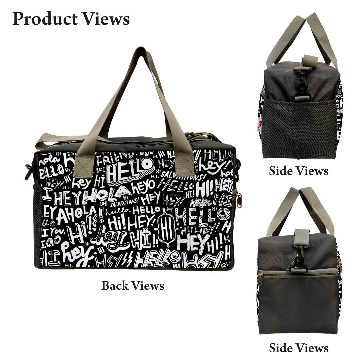 My Fav Hi Hey Hello Print Cabin Size Duffle Travel bag for Men Women
