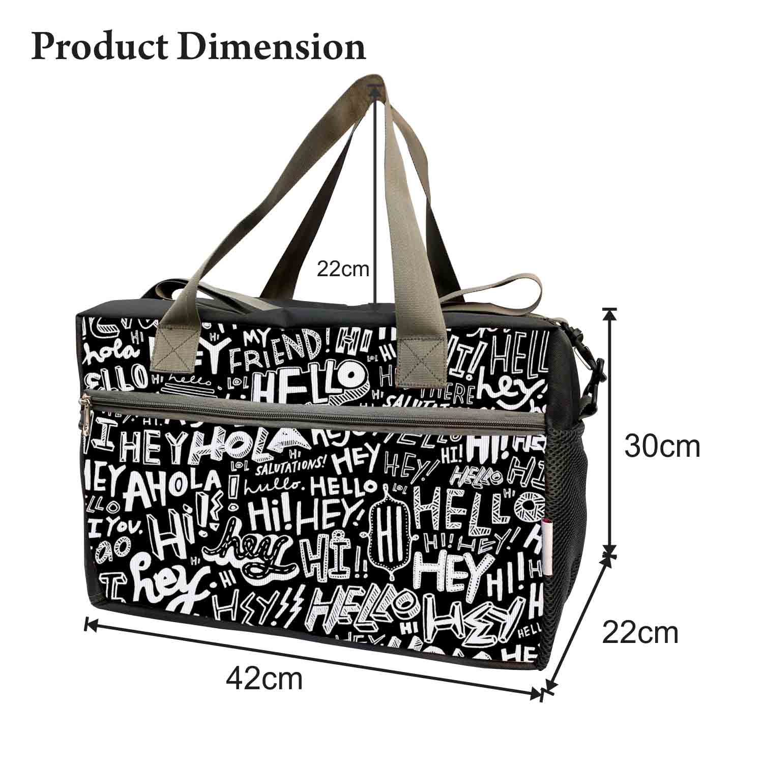 My Fav Hi Hey Hello Print Cabin Size Duffle Travel bag for Men Women