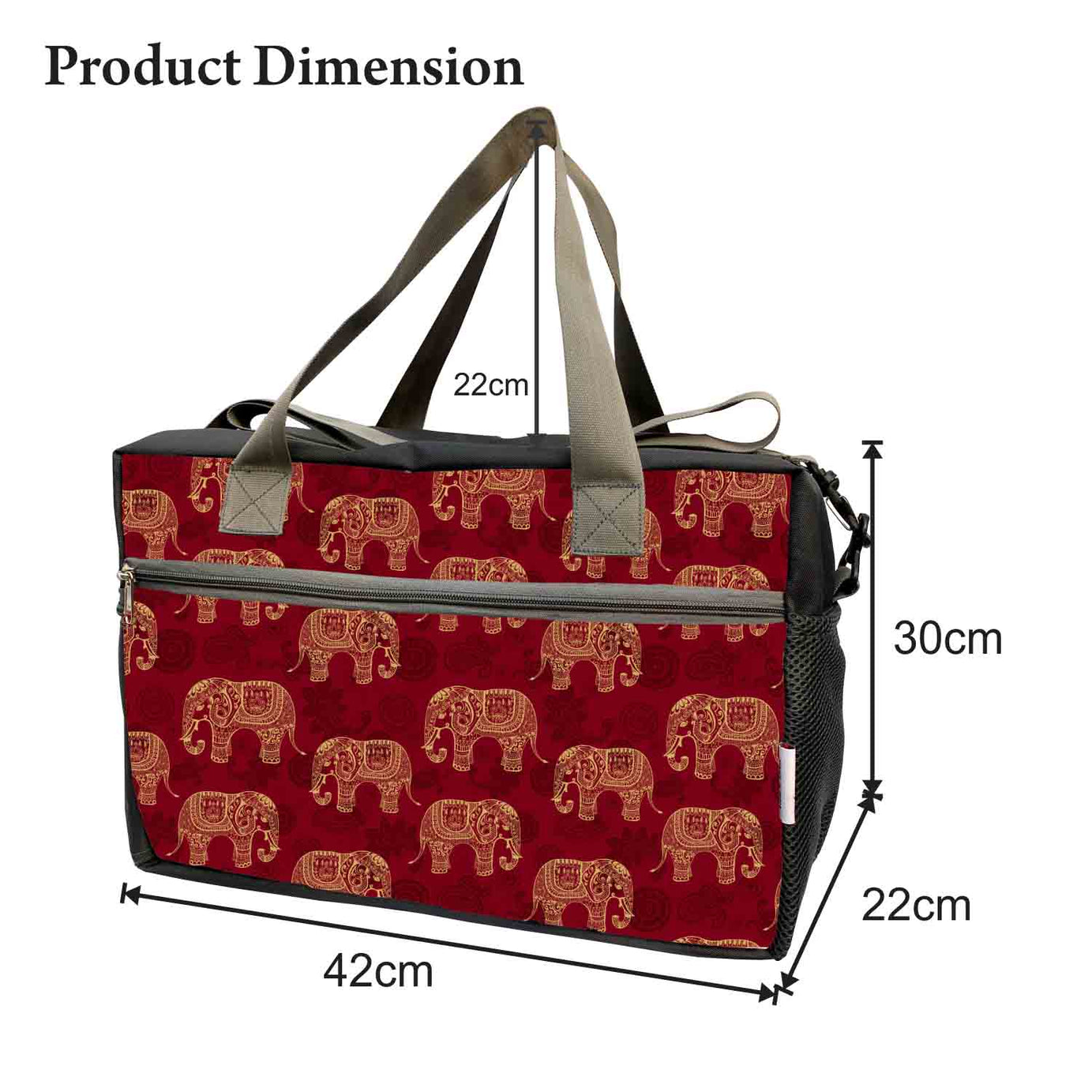 My Fav Traditional Elephant print Cabin Size Duffle Travel bag for Men Women
