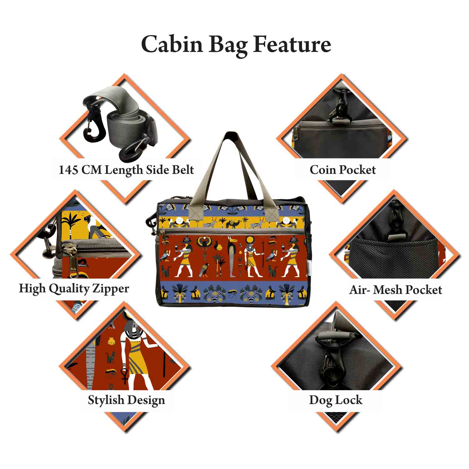 My Fav Traditional Printed Cabin Size Duffle Travel bag for Men Women