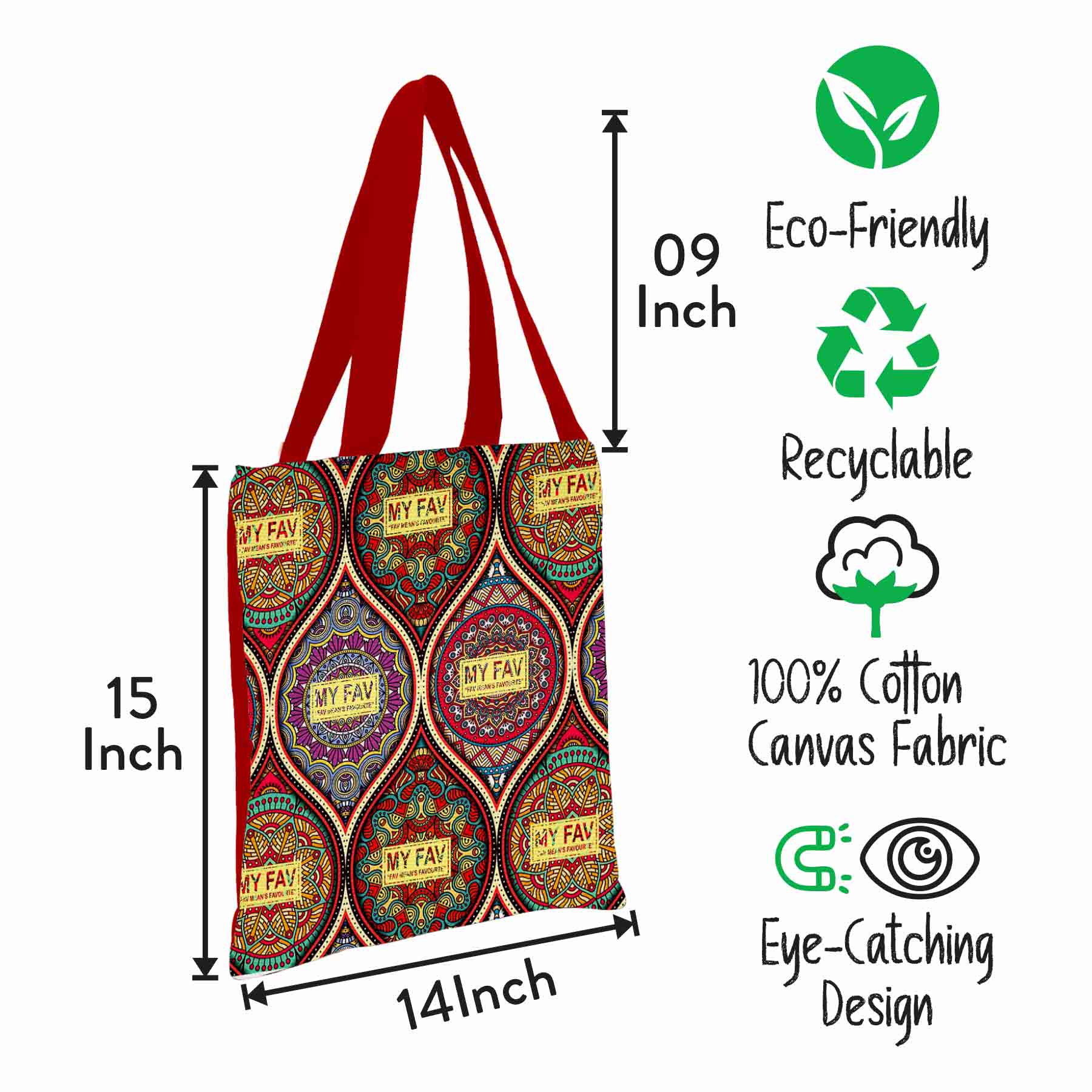 Premium Cotton Canvas Tote Bag - Rangoli Print