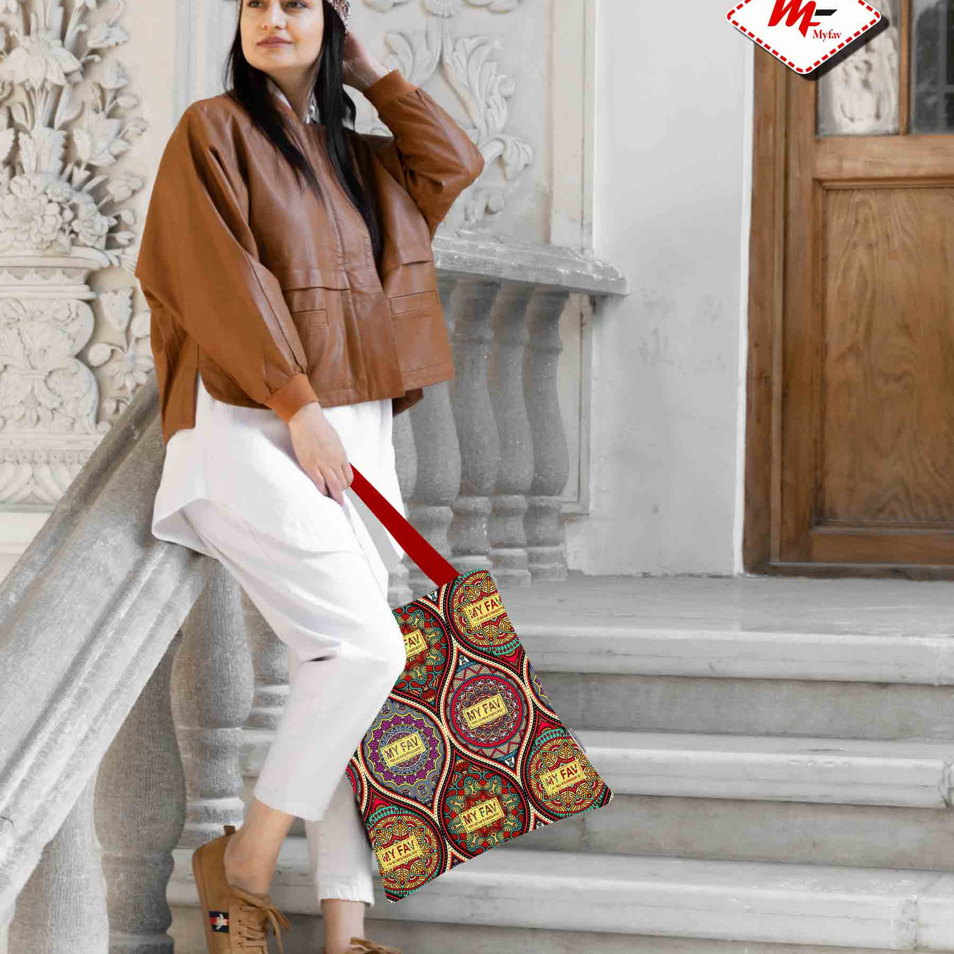 Premium Cotton Canvas Tote Bag - Rangoli Print