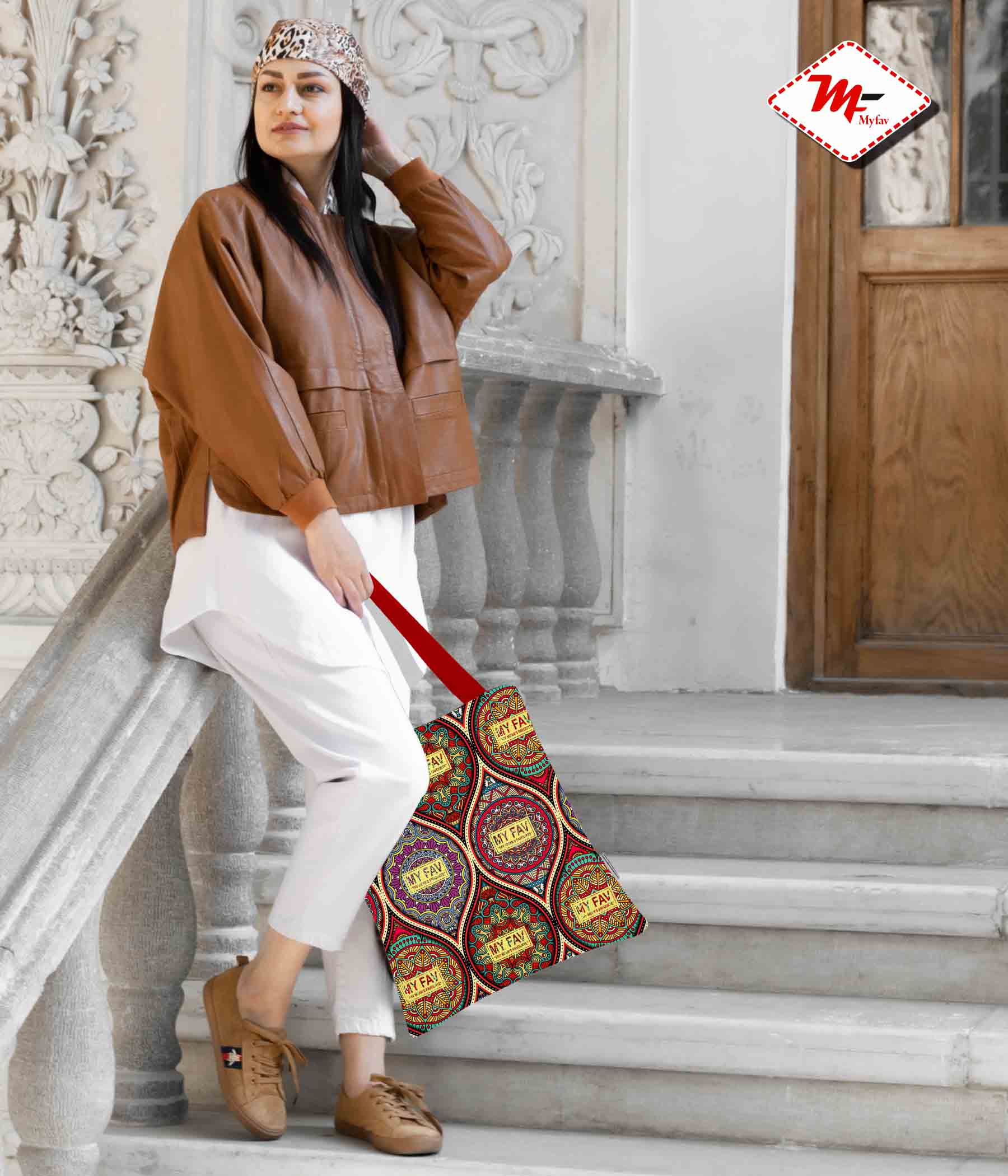 Premium Cotton Canvas Tote Bag - Rangoli Print