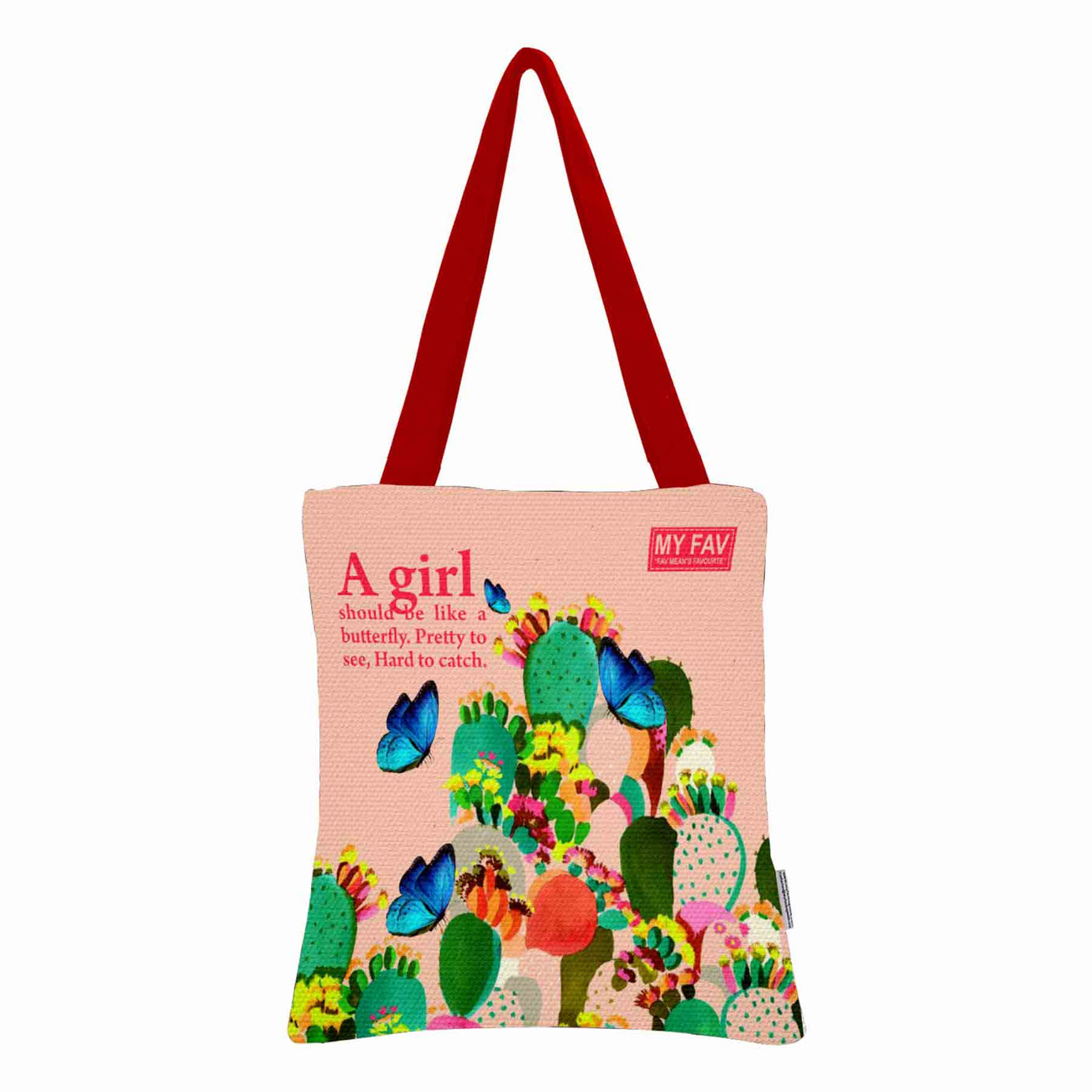 My Fav Butterfly Printed Cotton Canvas Tote Bag