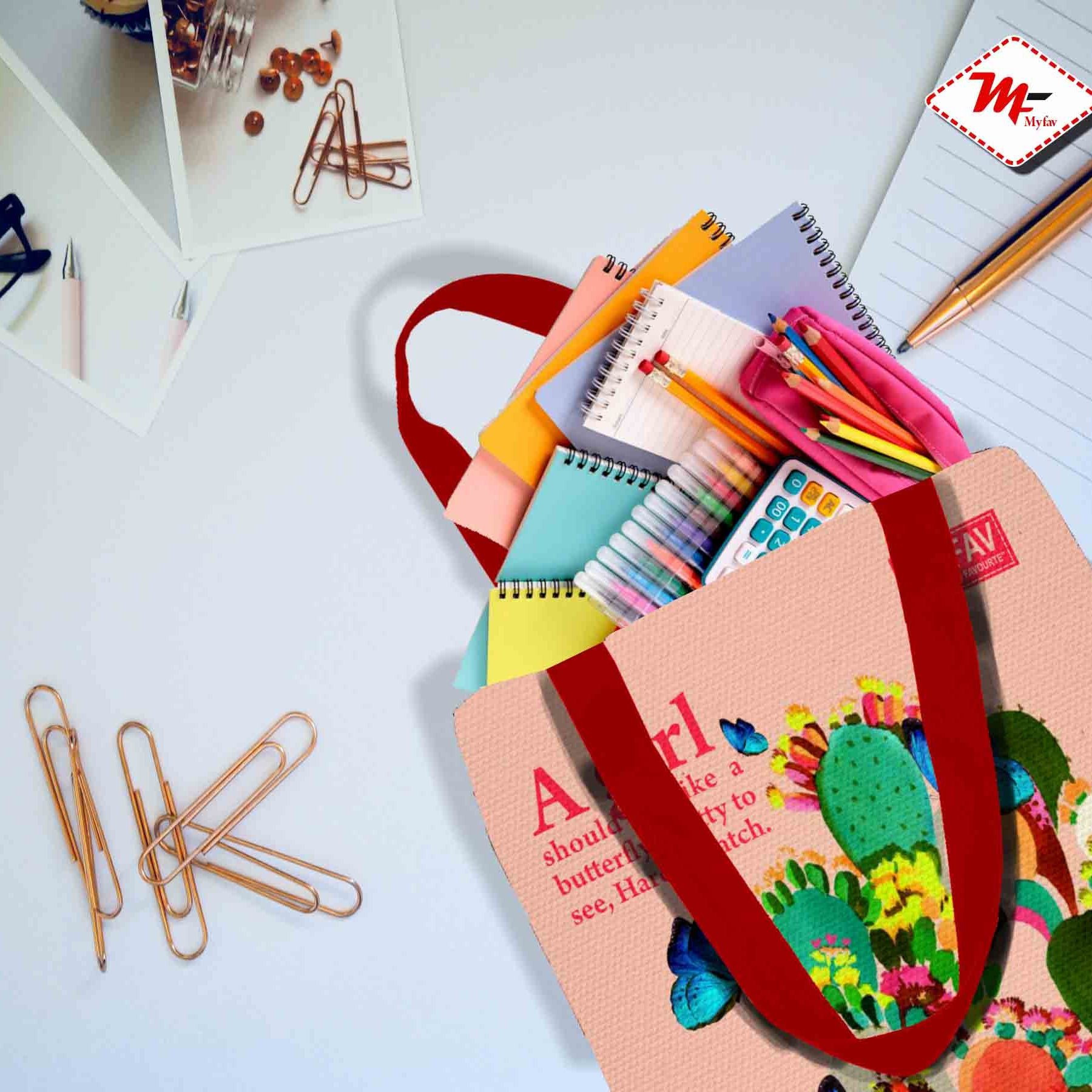 Premium Cotton Canvas Tote Bag - Butterfly Print