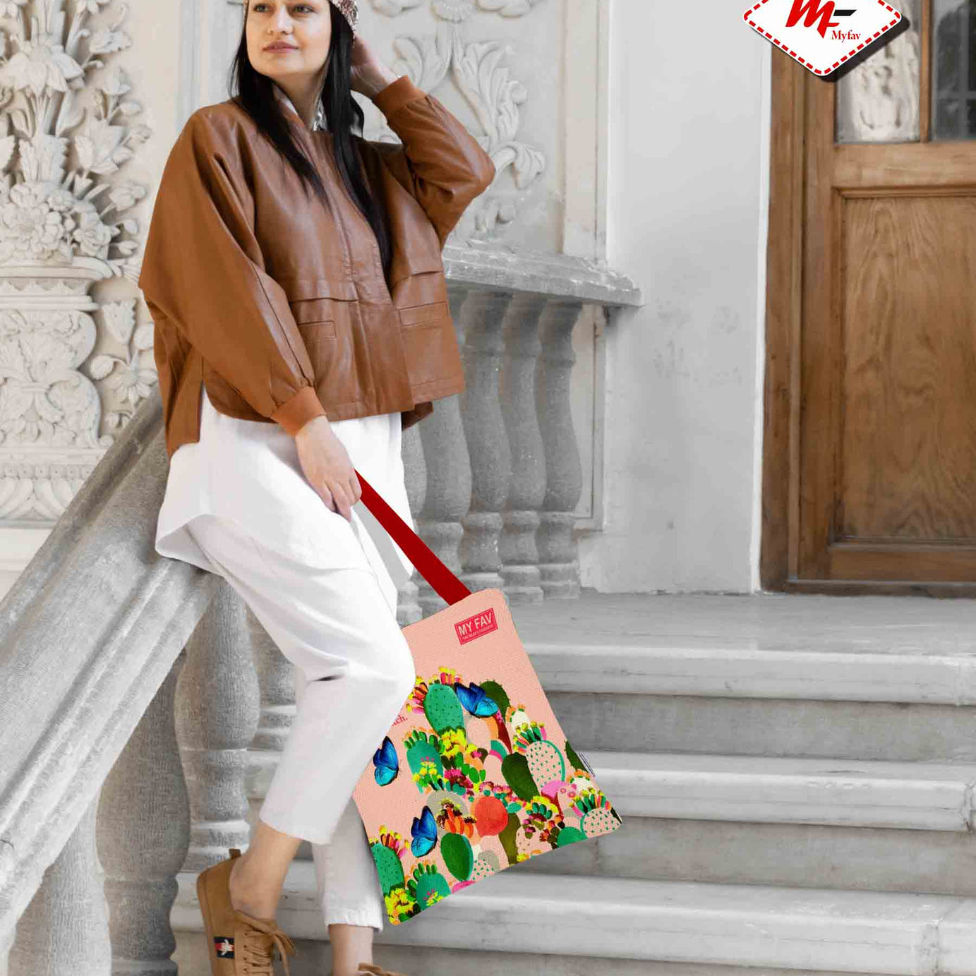 Premium Cotton Canvas Tote Bag - Butterfly Print