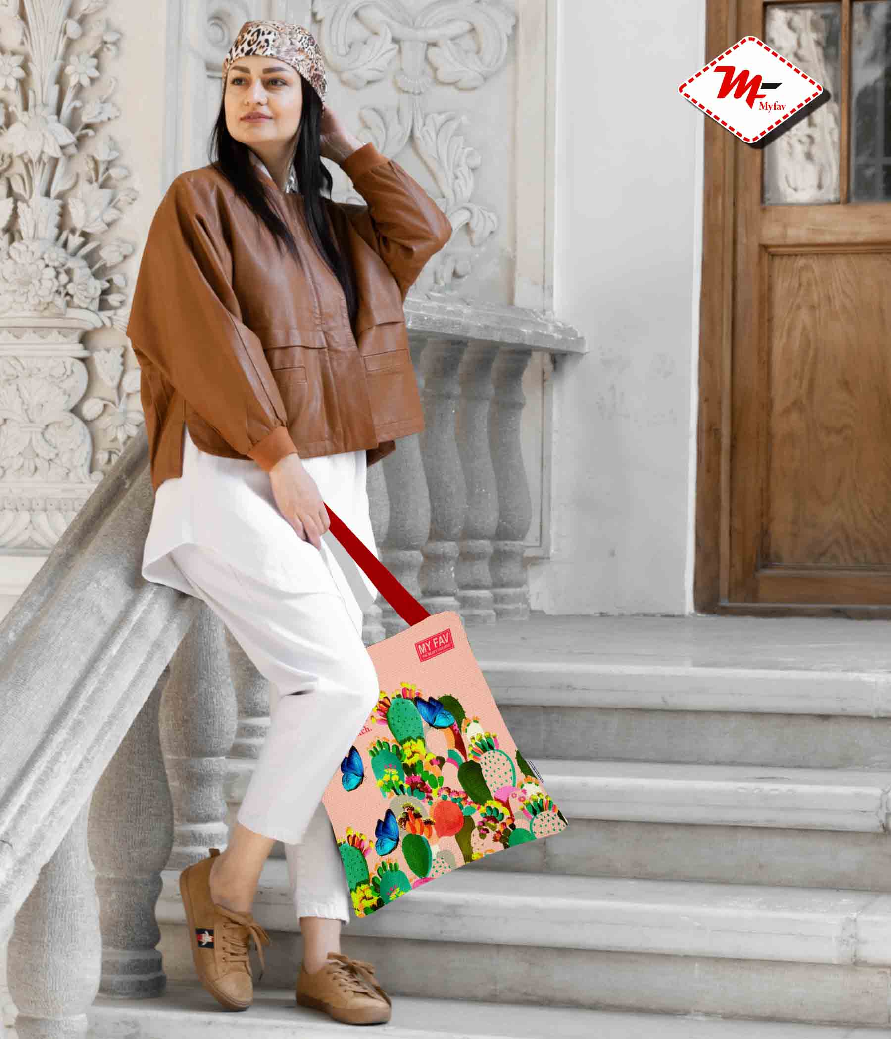 Premium Cotton Canvas Tote Bag - Butterfly Print