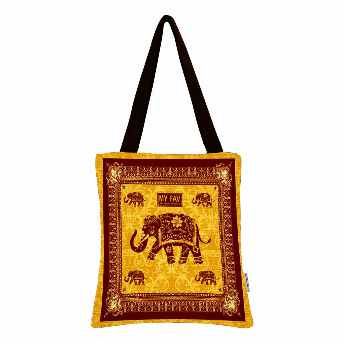 My Fav Elephant Print Cotton Canvas Tote Bag