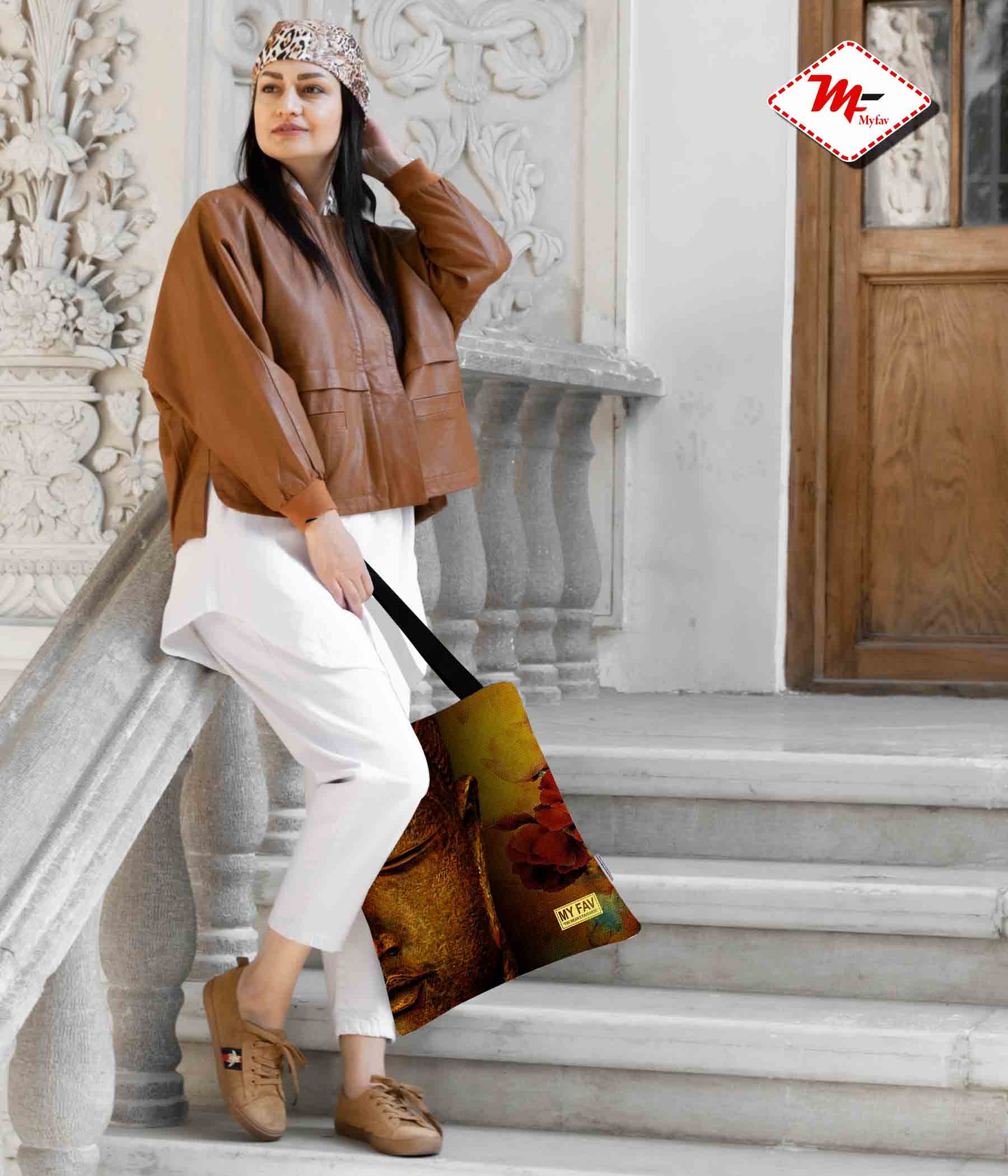 Premium Cotton Canvas Tote Bag - Budha Print