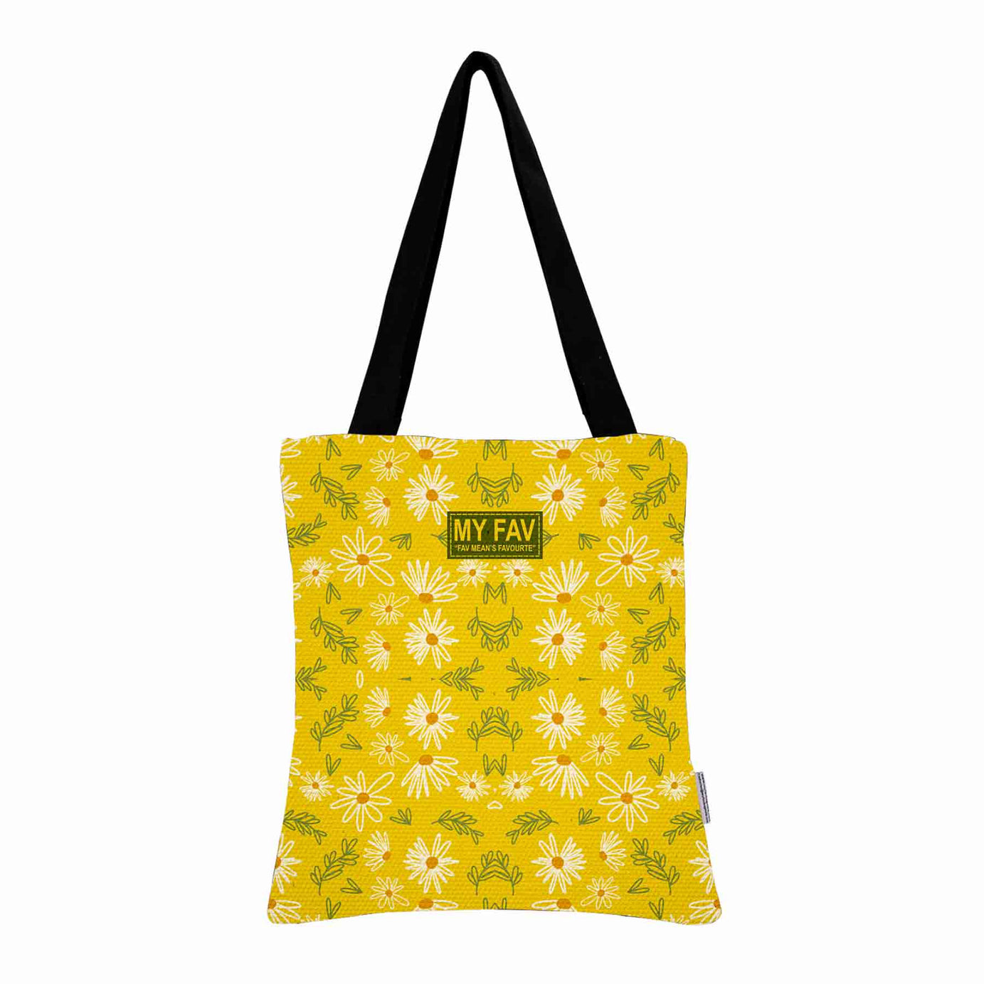 My Fav Floral Printed Cotton Canvas Tote Bag