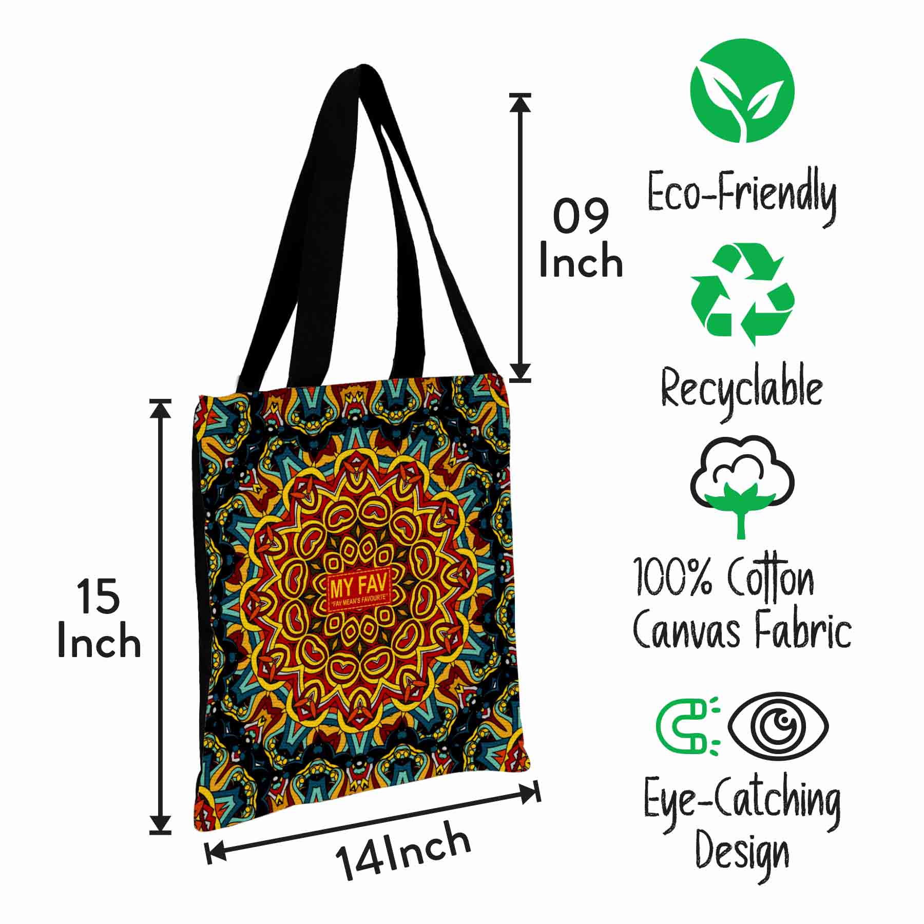 Premium Cotton Canvas Tote Bag - Blue Printed