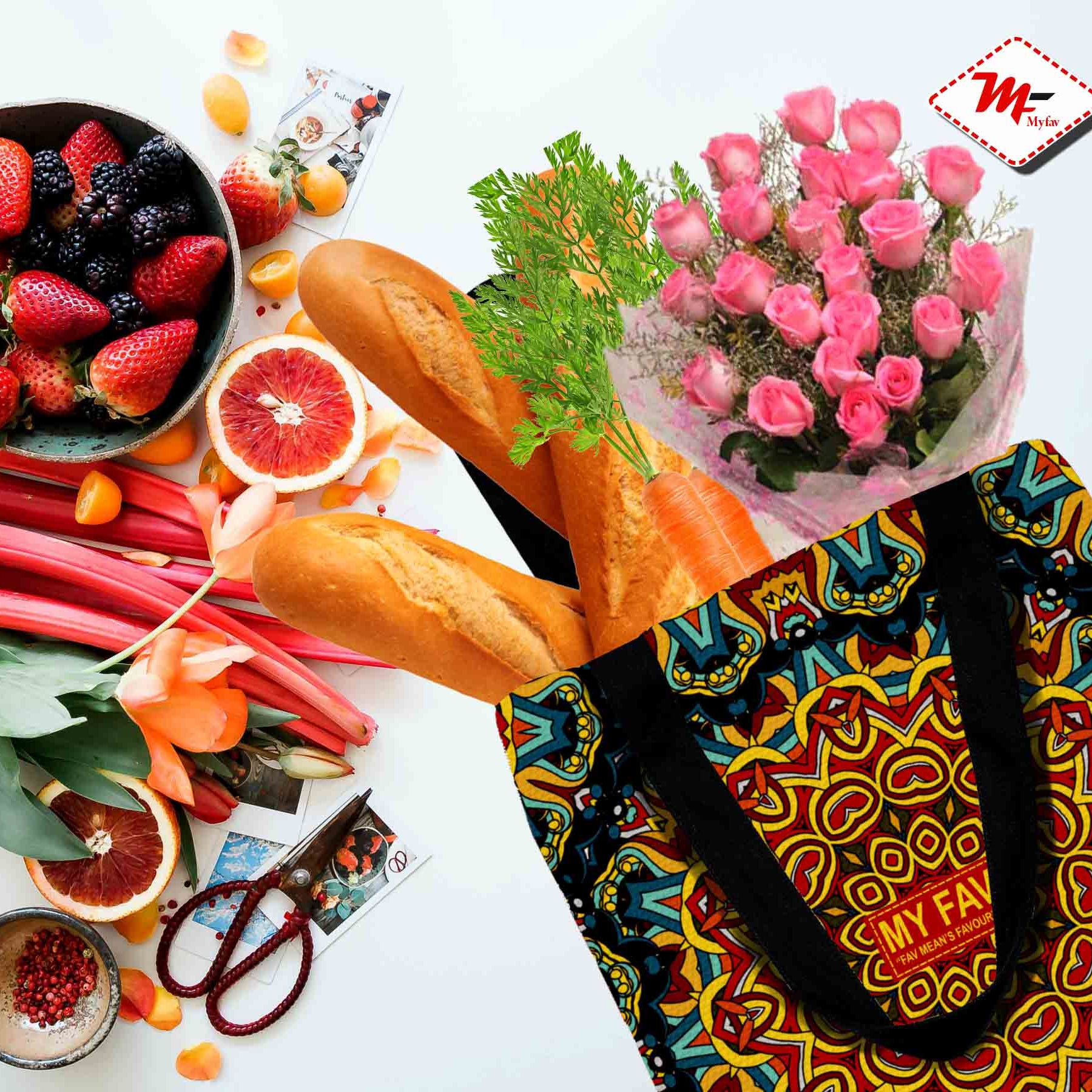 Premium Cotton Canvas Tote Bag - Blue Printed