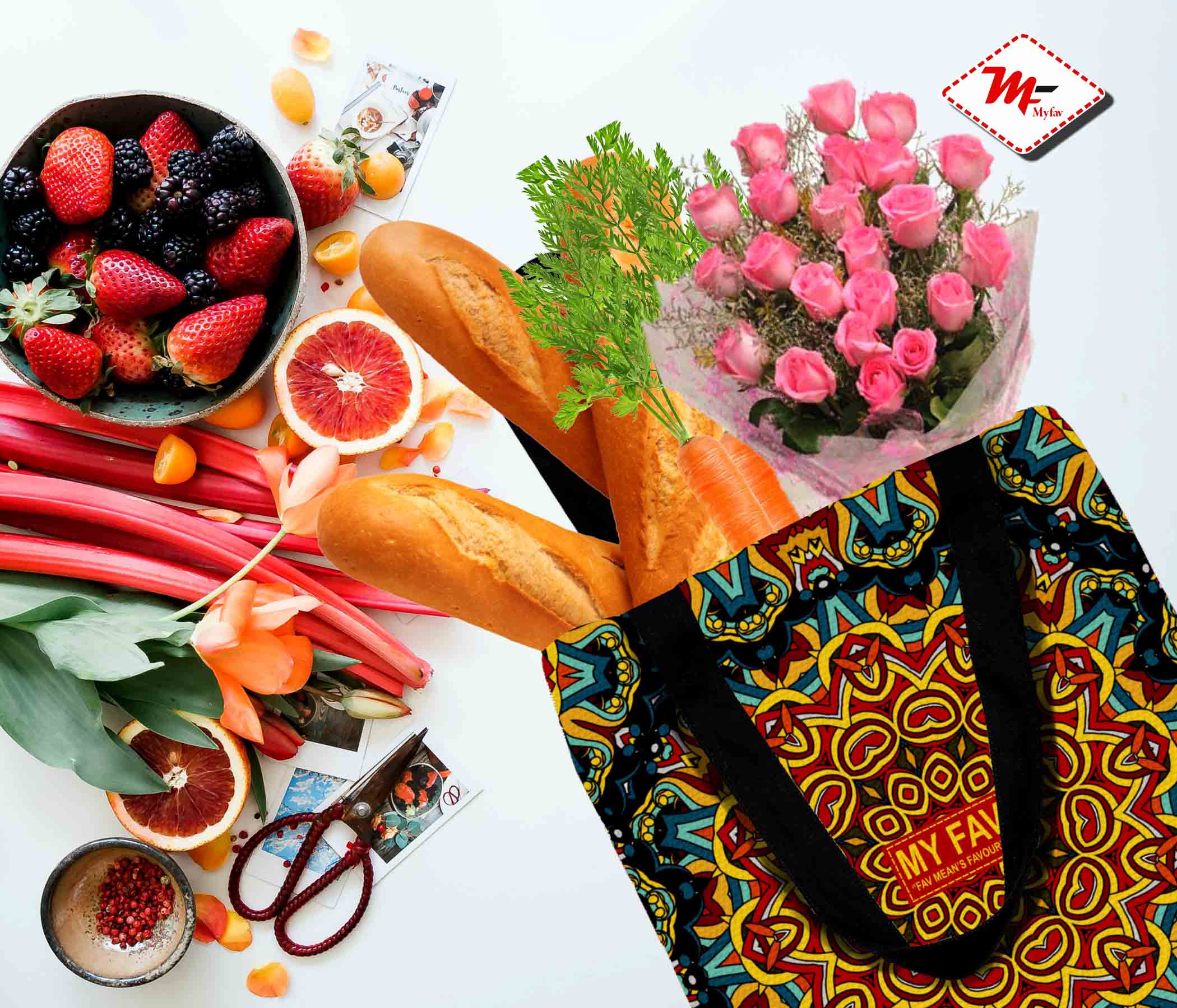 Premium Cotton Canvas Tote Bag - Blue Printed