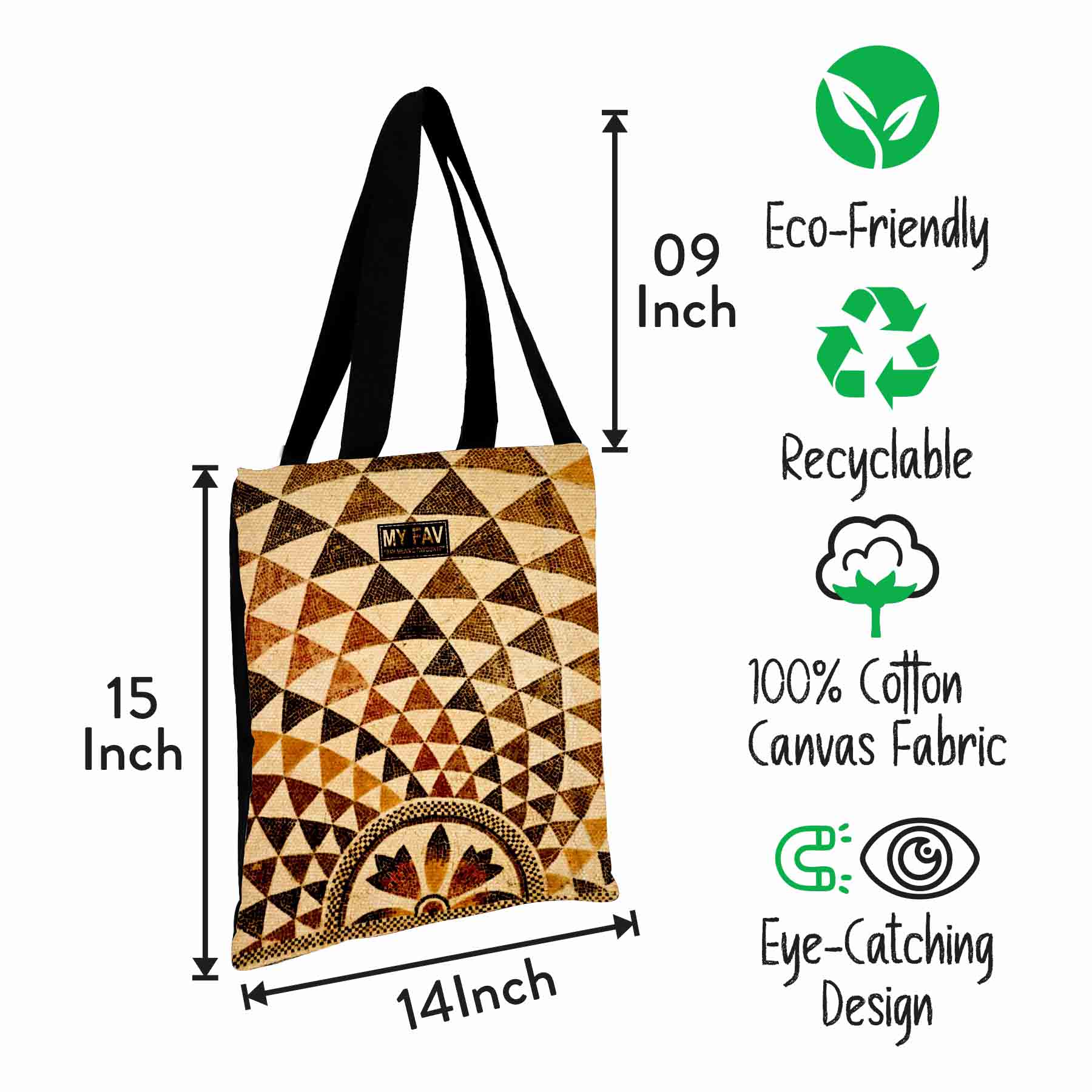 My Fav Multi Printed Cotton Canvas Tote Bag