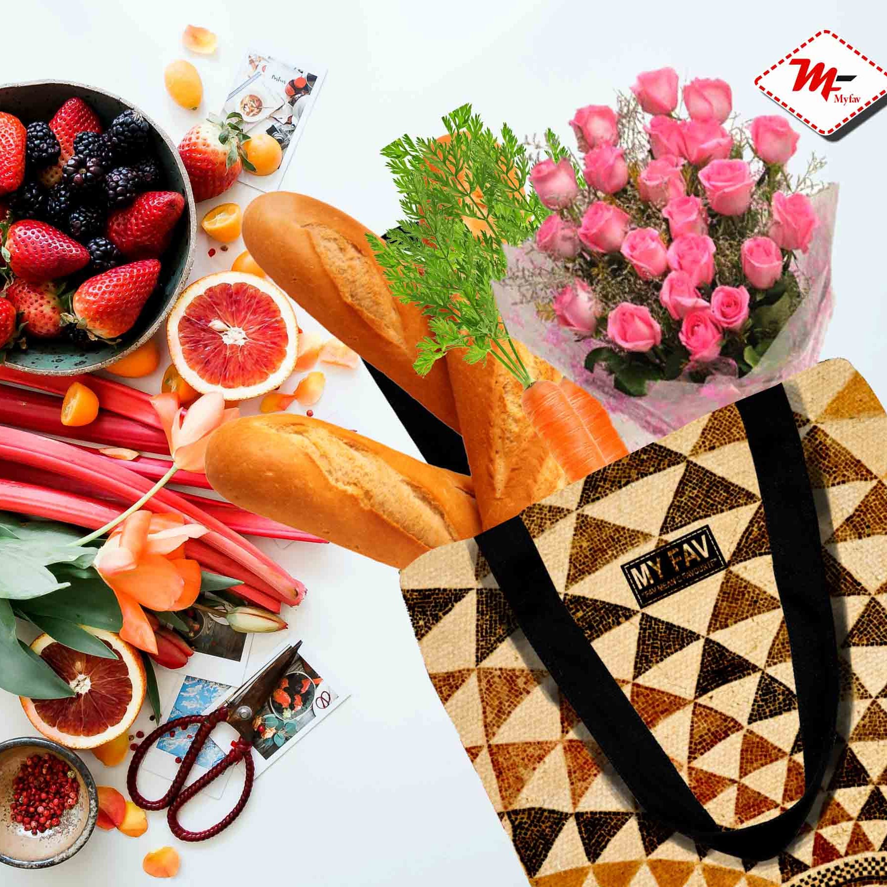 My Fav Multi Printed Cotton Canvas Tote Bag