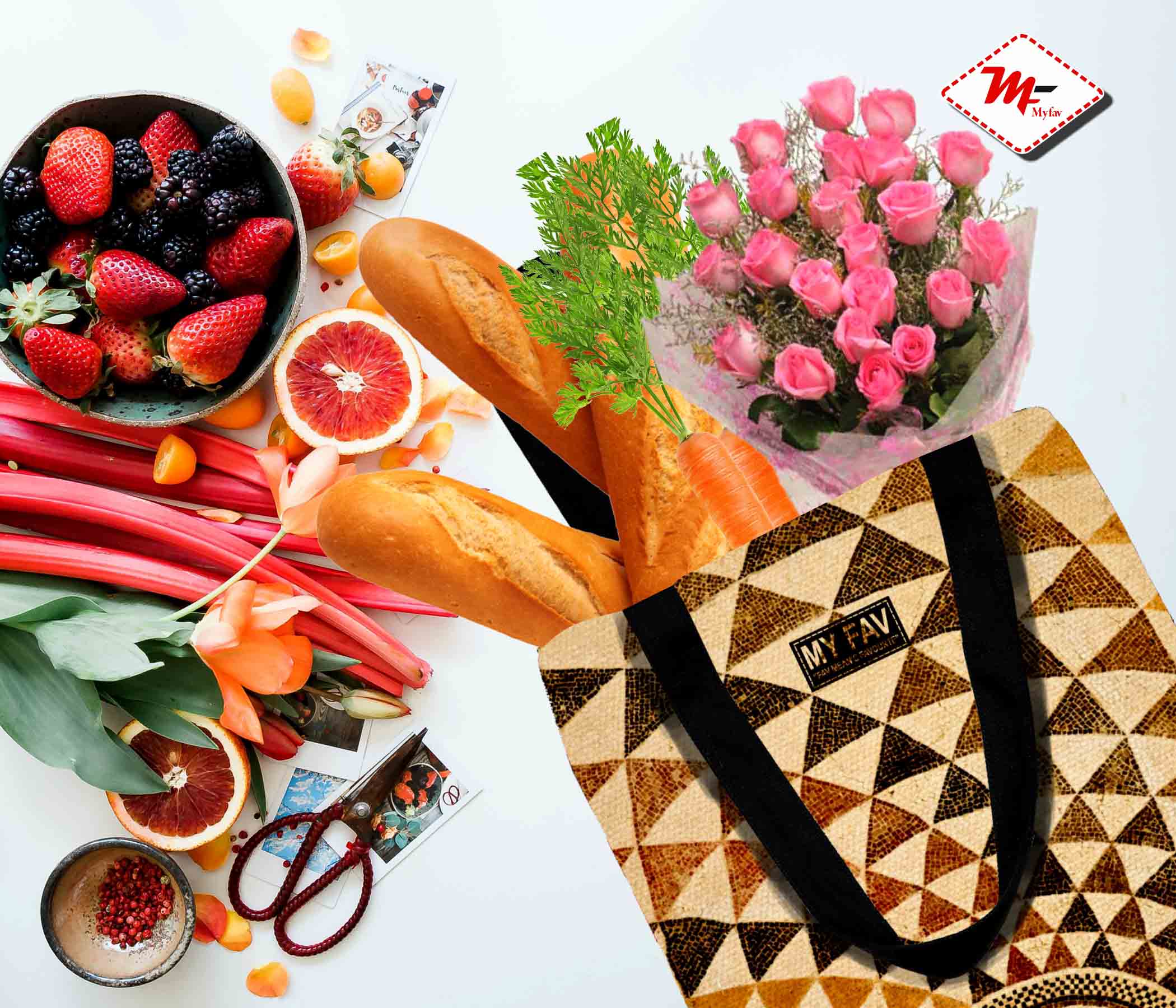 My Fav Multi Printed Cotton Canvas Tote Bag