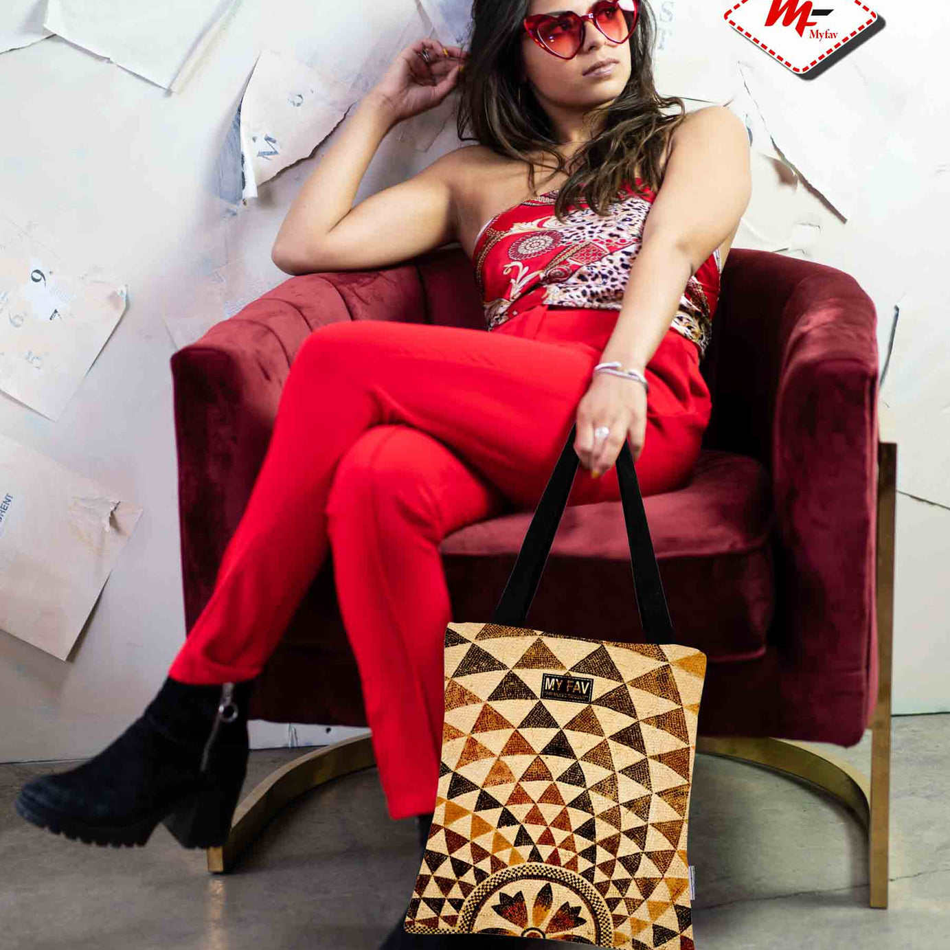 My Fav Multi Printed Cotton Canvas Tote Bag