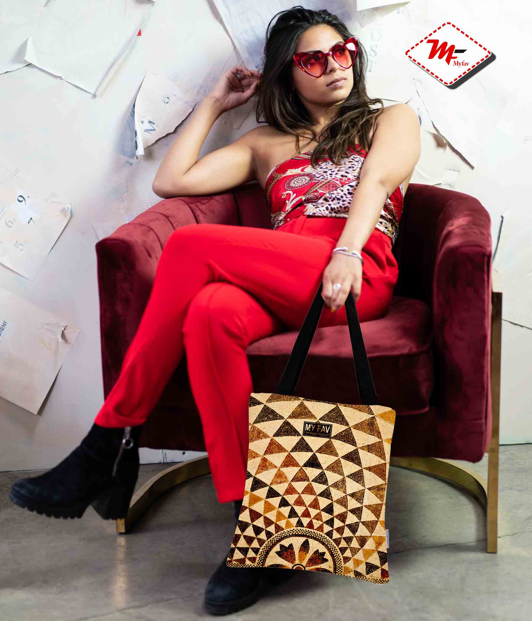 My Fav Multi Printed Cotton Canvas Tote Bag